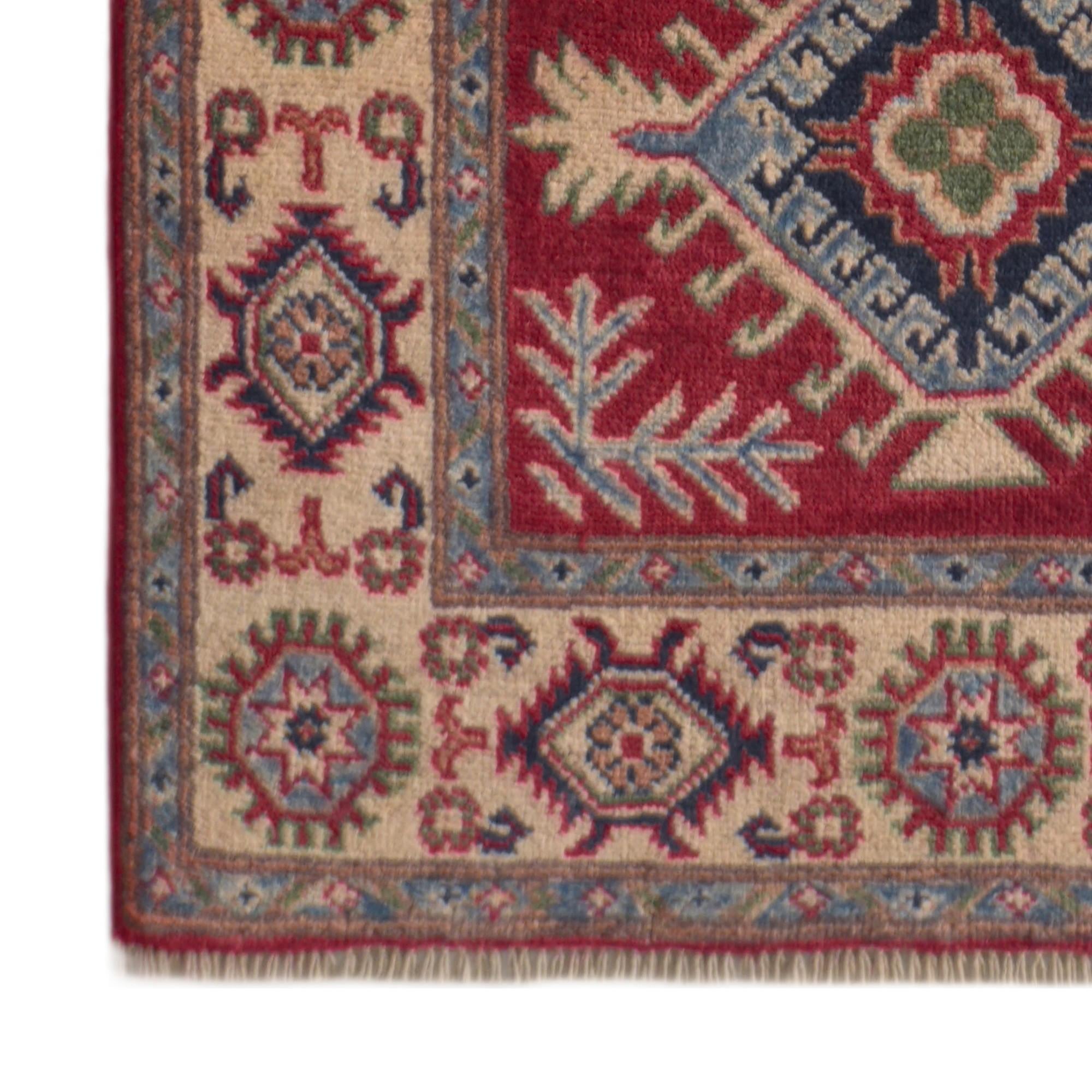 80cm x 305cm Hand Knotted Kazak Runner Rug