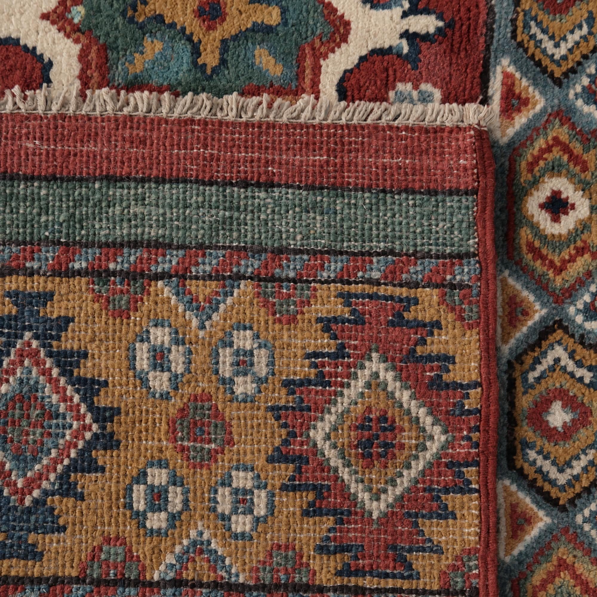 80cm x 300cm Hand Knotted Kazak Runner Rug