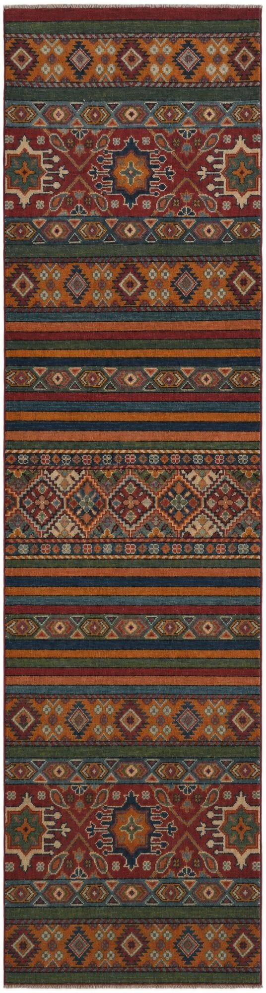 2' 7 x 9' 11 Hand Knotted Kazak Runner Rug