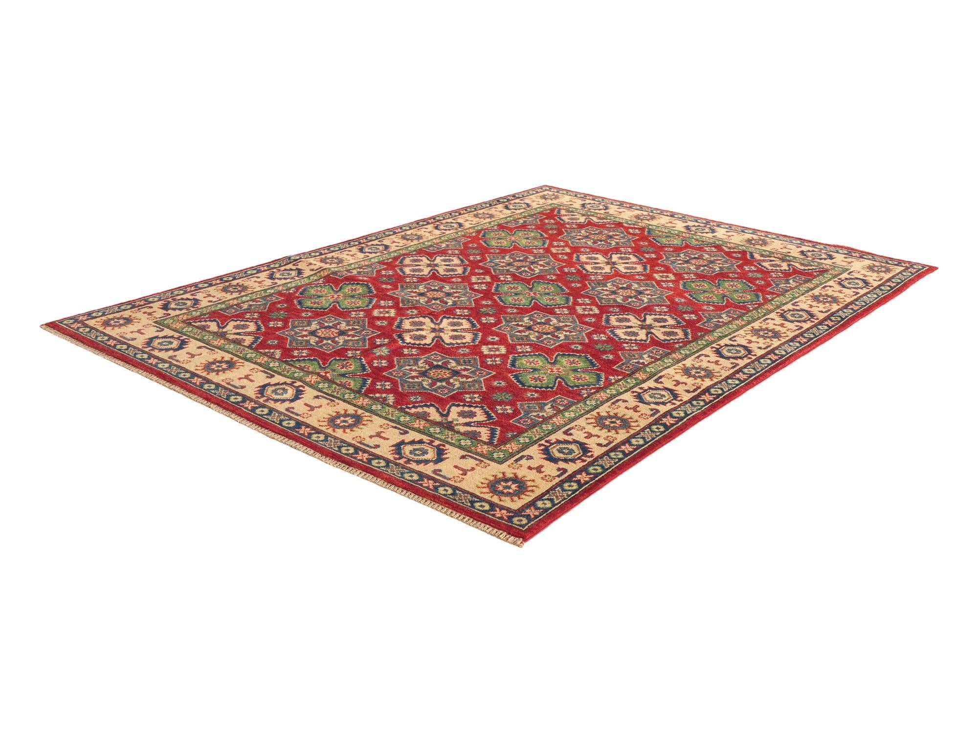 155cm x 210cm anudado a mano Kazak Alfombra Pasillera