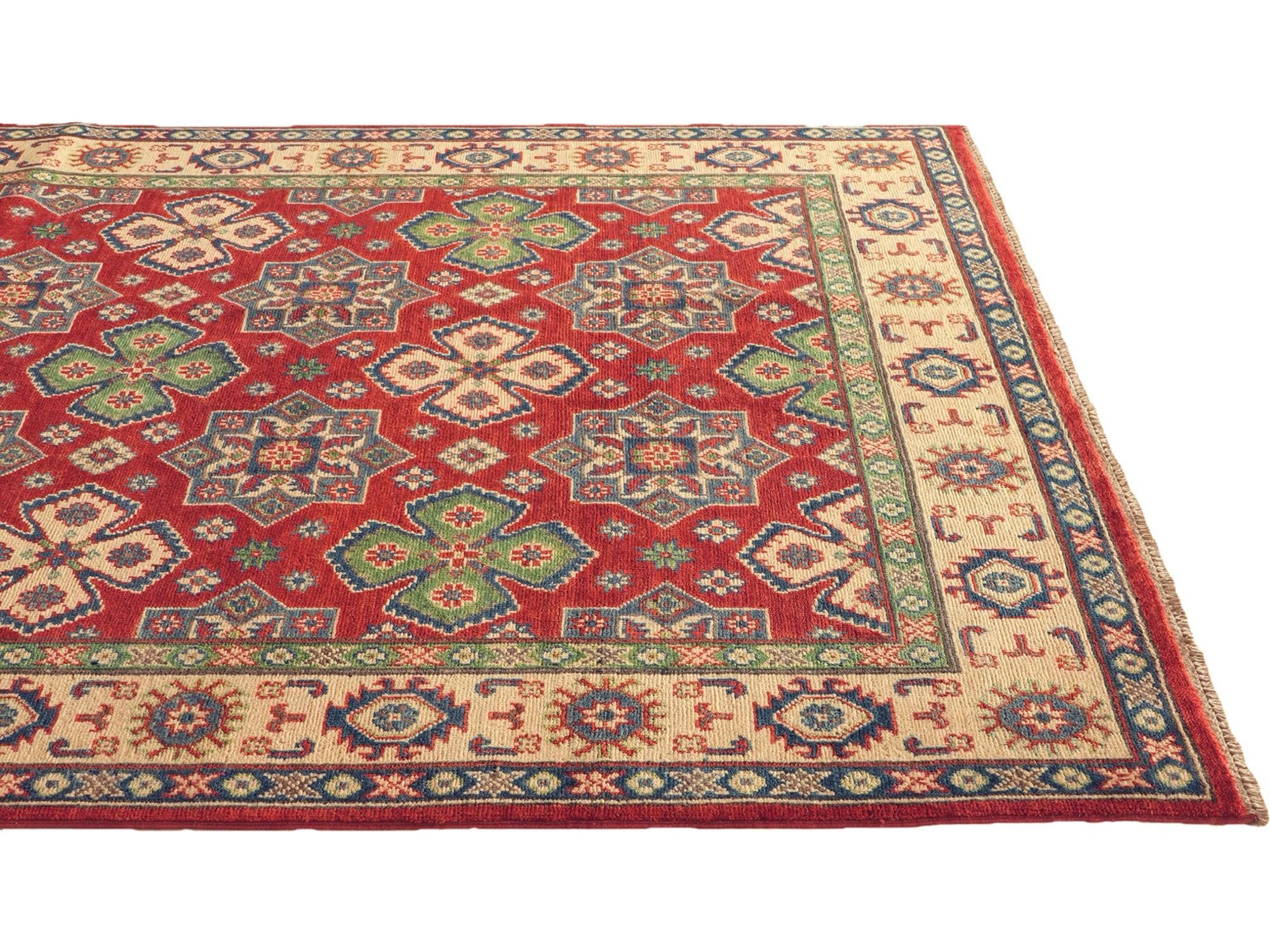 155cm x 210cm anudado a mano Kazak Alfombra Pasillera