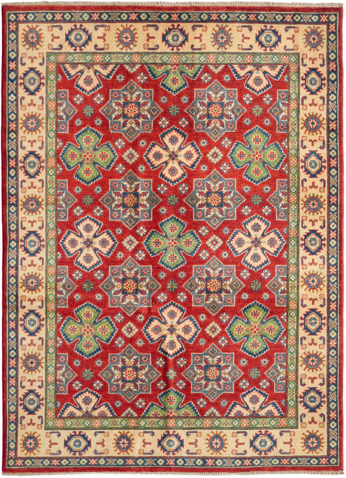 155cm x 210cm anudado a mano Kazak Alfombra Pasillera