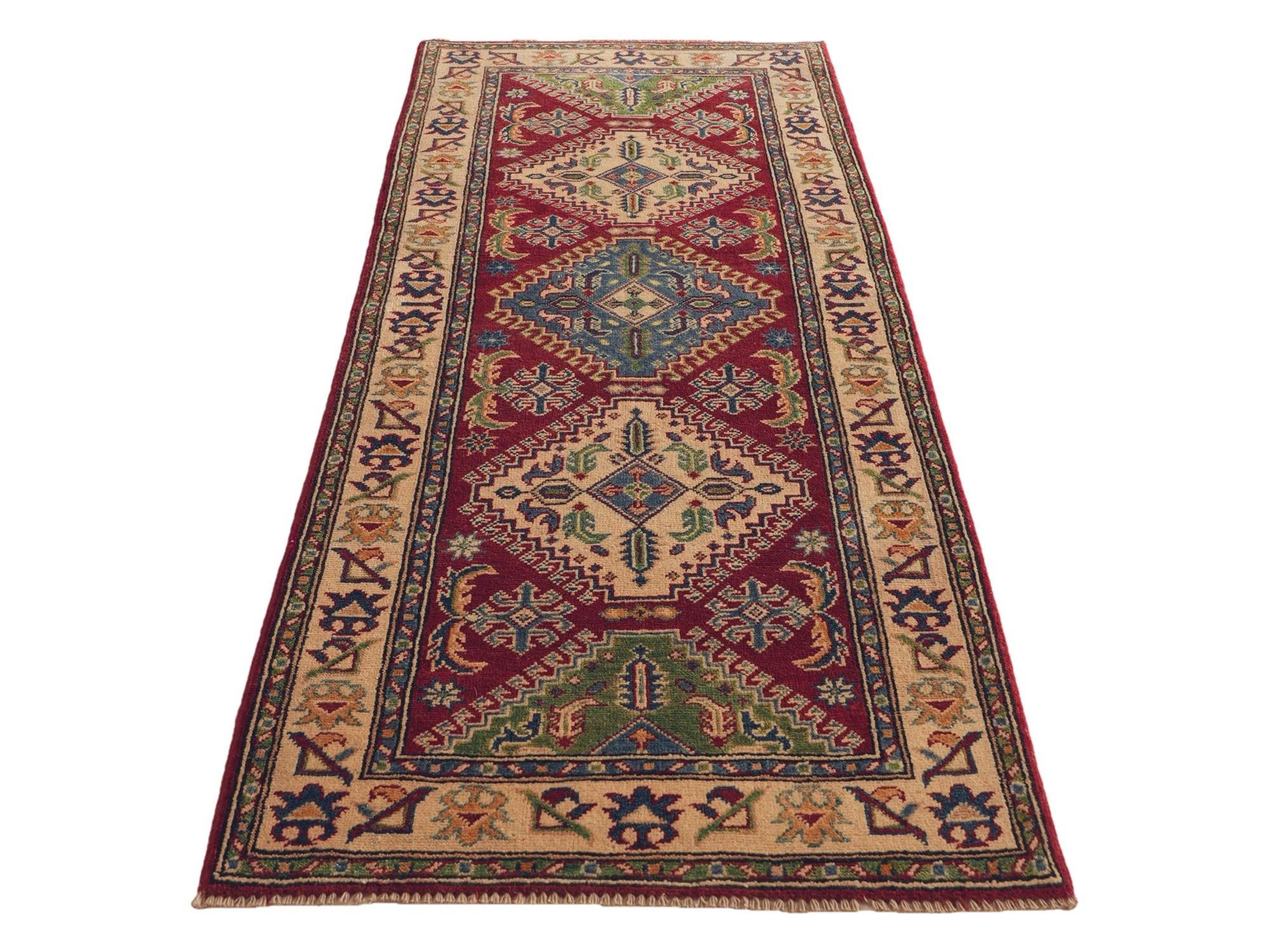 80cm x 200cm anudado a mano Kazak Alfombra Pasillera