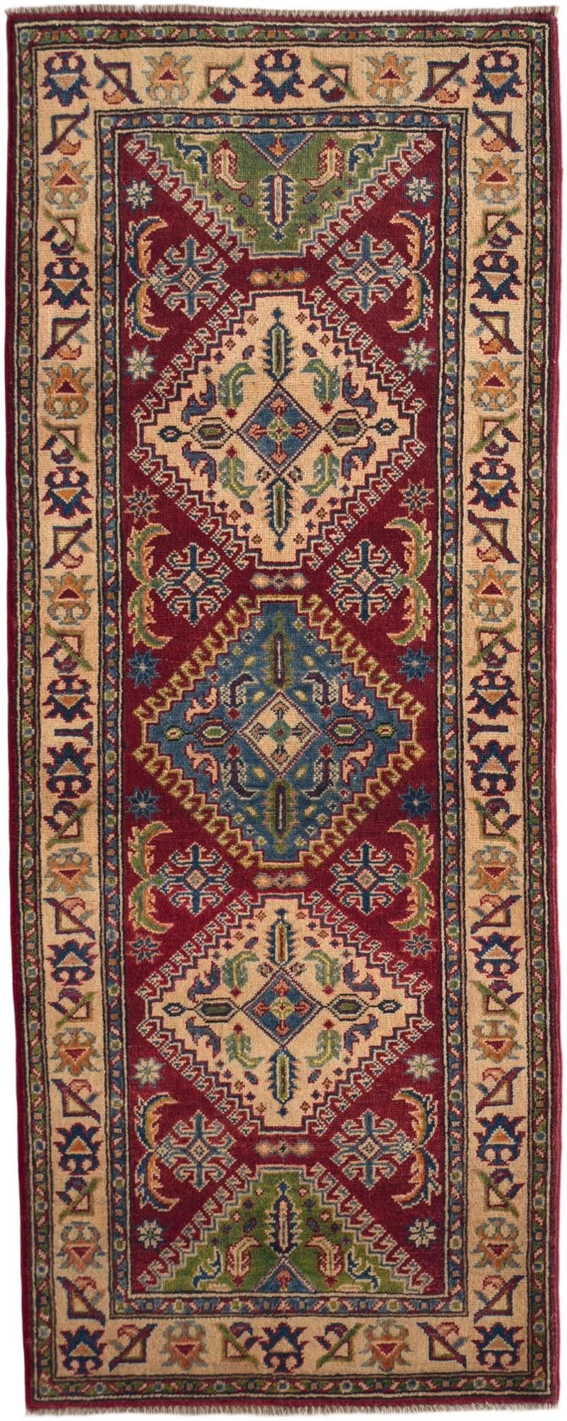 80cm x 200cm anudado a mano Kazak Alfombra Pasillera