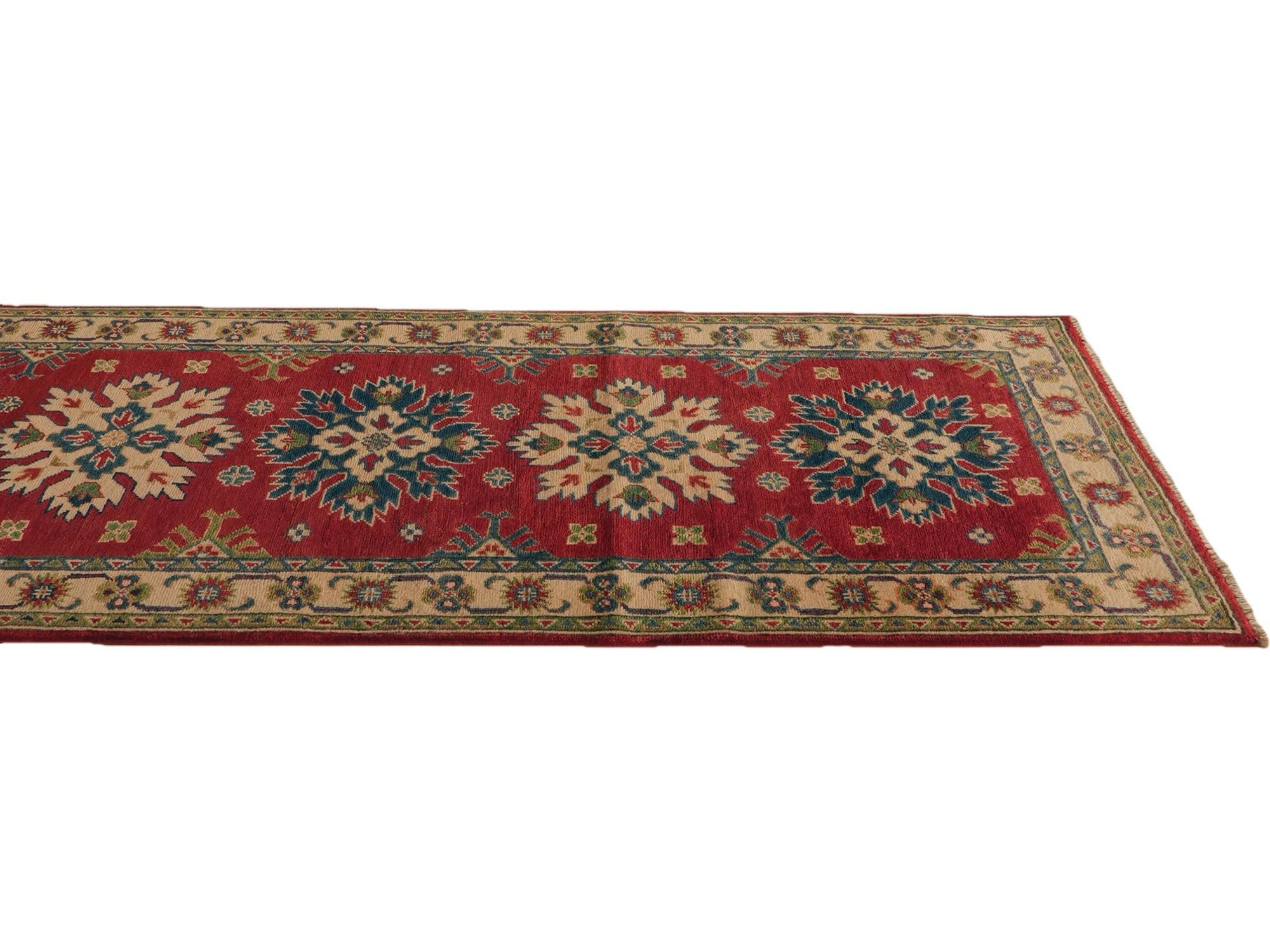 85cm x 345cm Hand Knotted Kazak Runner Rug