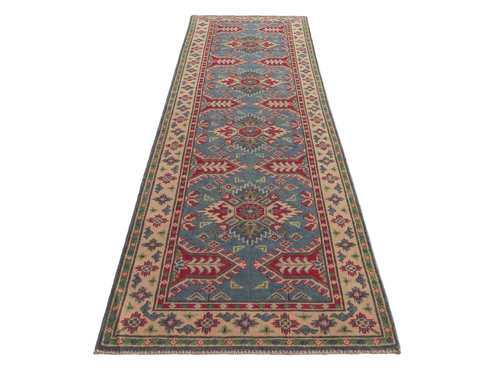 85cm x 300cm Hand Knotted Kazak Runner Rug