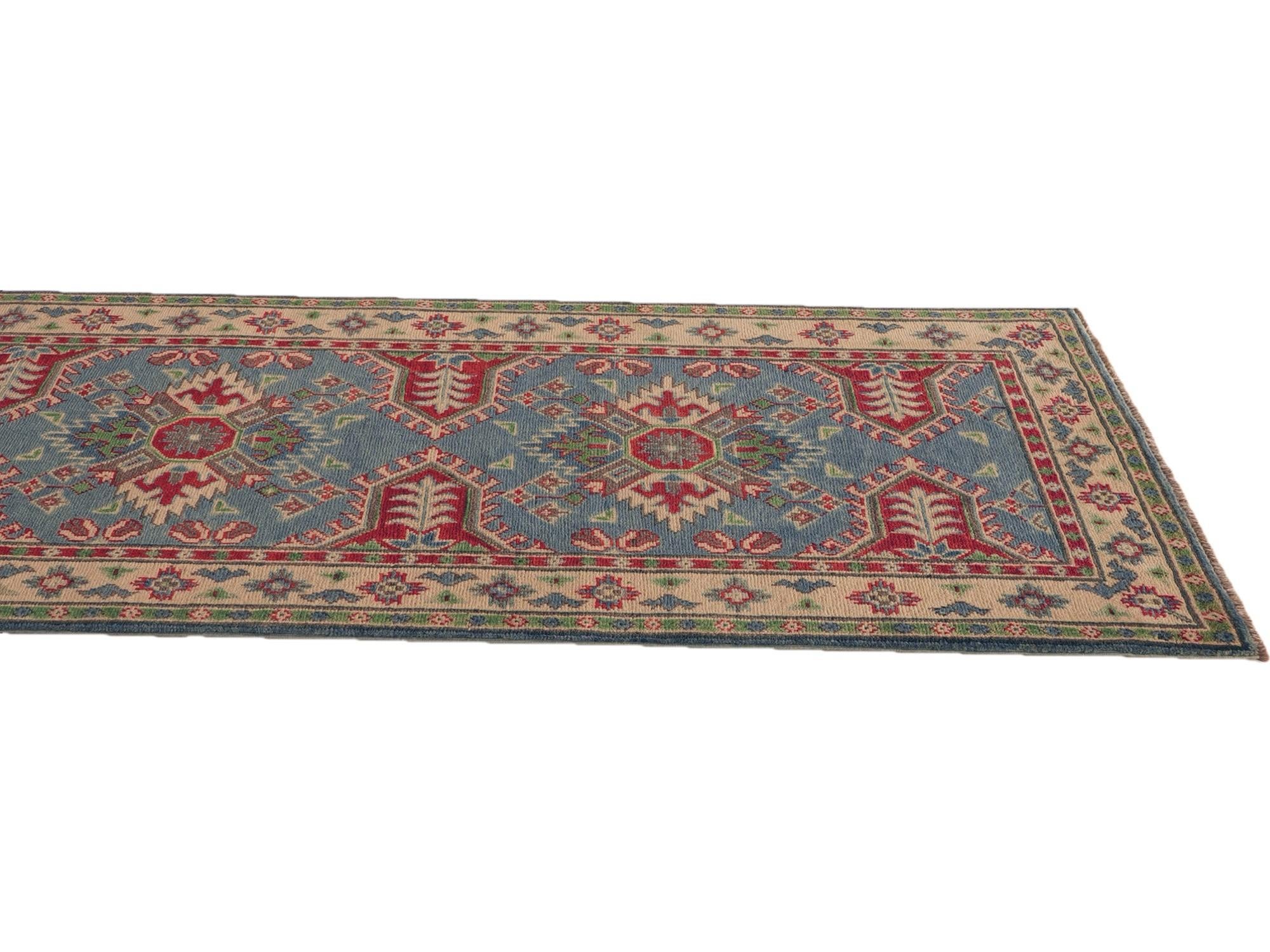 85cm x 300cm Hand Knotted Kazak Runner Rug