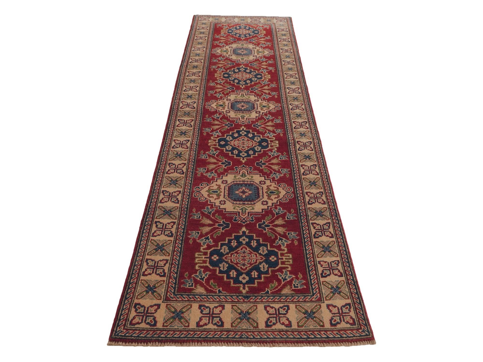 80cm x 300cm anudado a mano Kazak Alfombra Pasillera