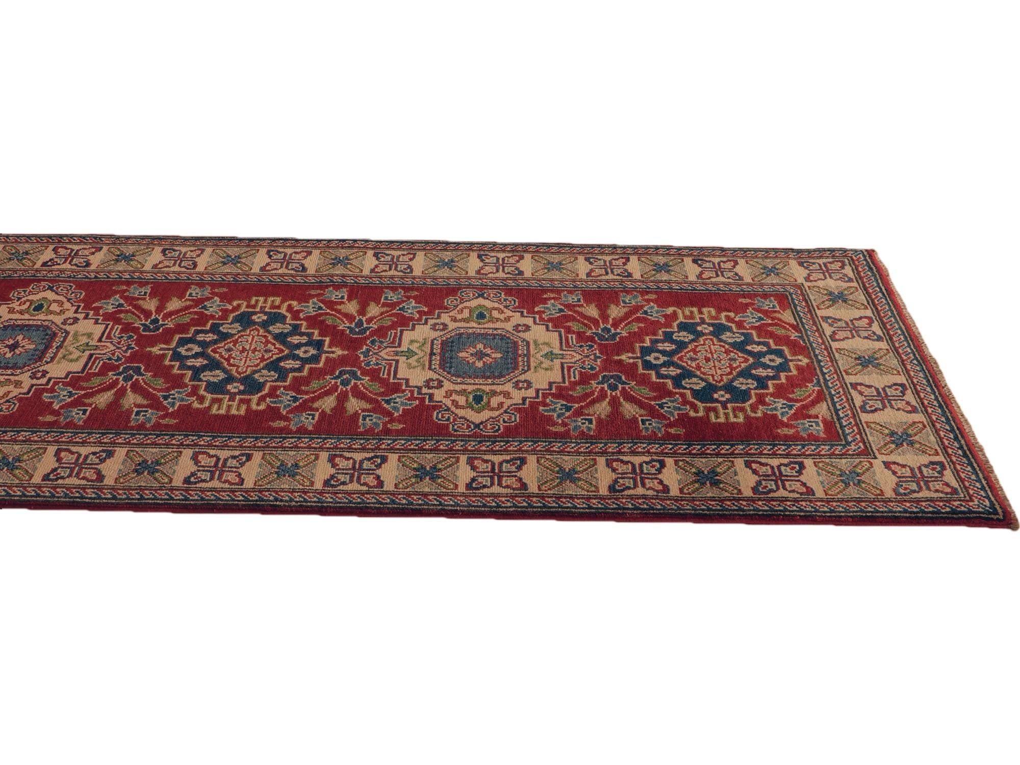 80cm x 300cm anudado a mano Kazak Alfombra Pasillera