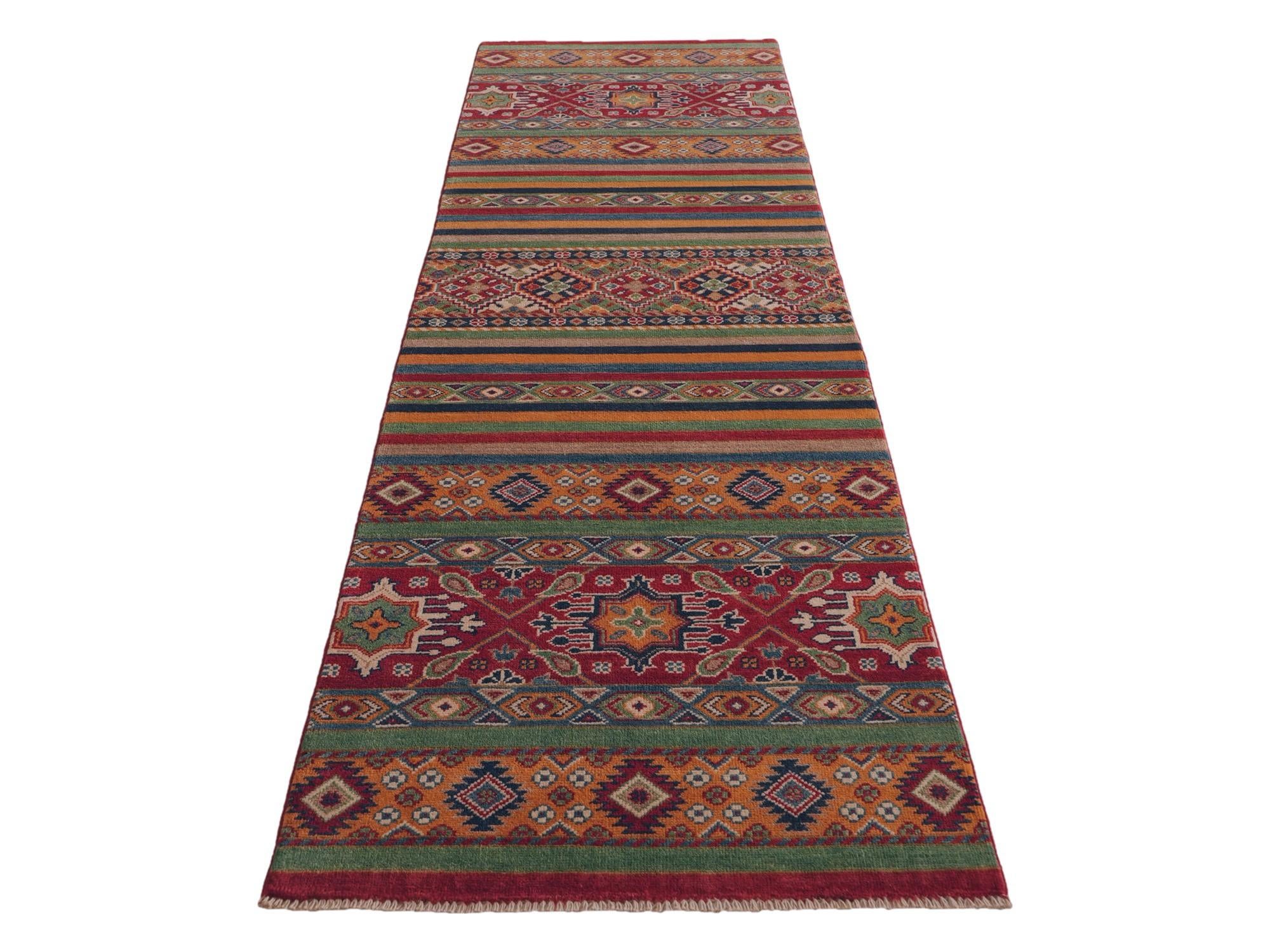 80cm x 300cm Hand Knotted Kazak Runner Rug