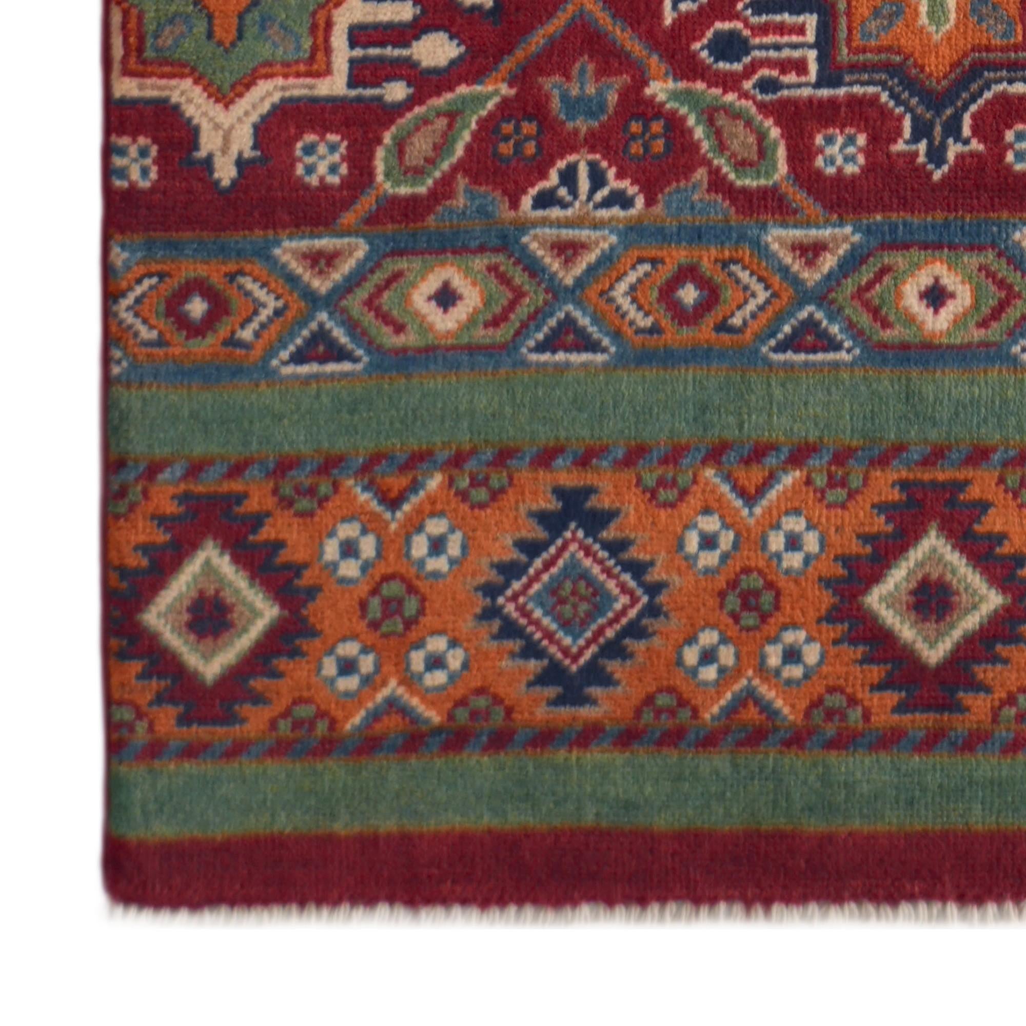 80cm x 300cm Hand Knotted Kazak Runner Rug