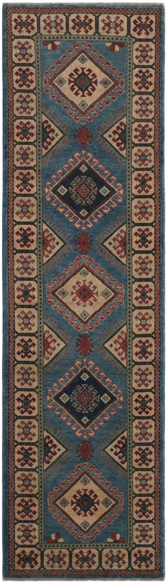 2' 9 x 9' 9 Hand Knotted Kazak Runner Rug