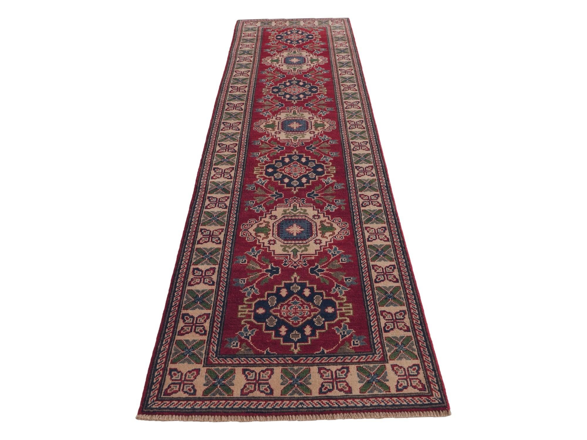 80cm x 300cm Hand Knotted Kazak Runner Rug