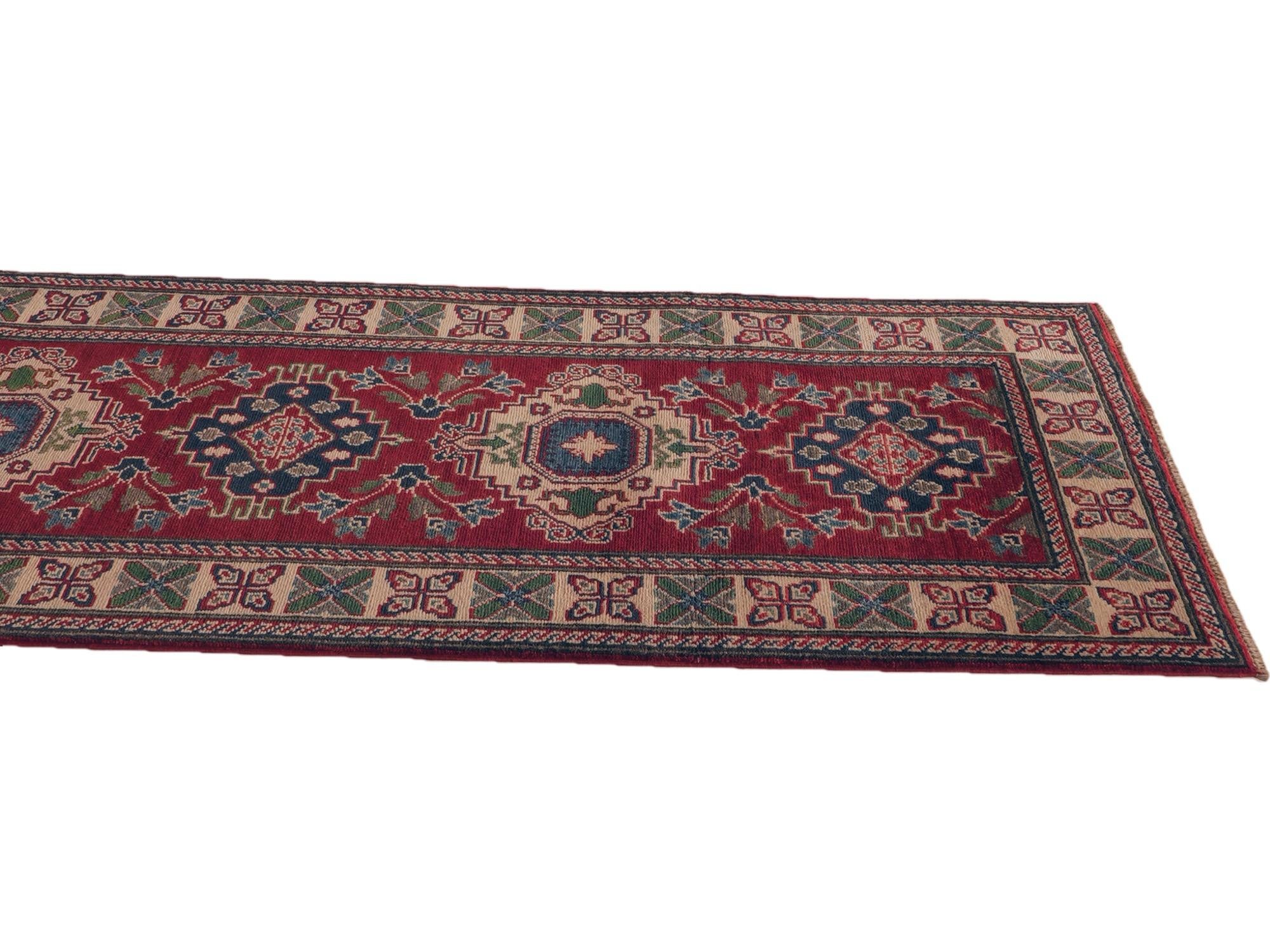 80cm x 300cm Hand Knotted Kazak Runner Rug
