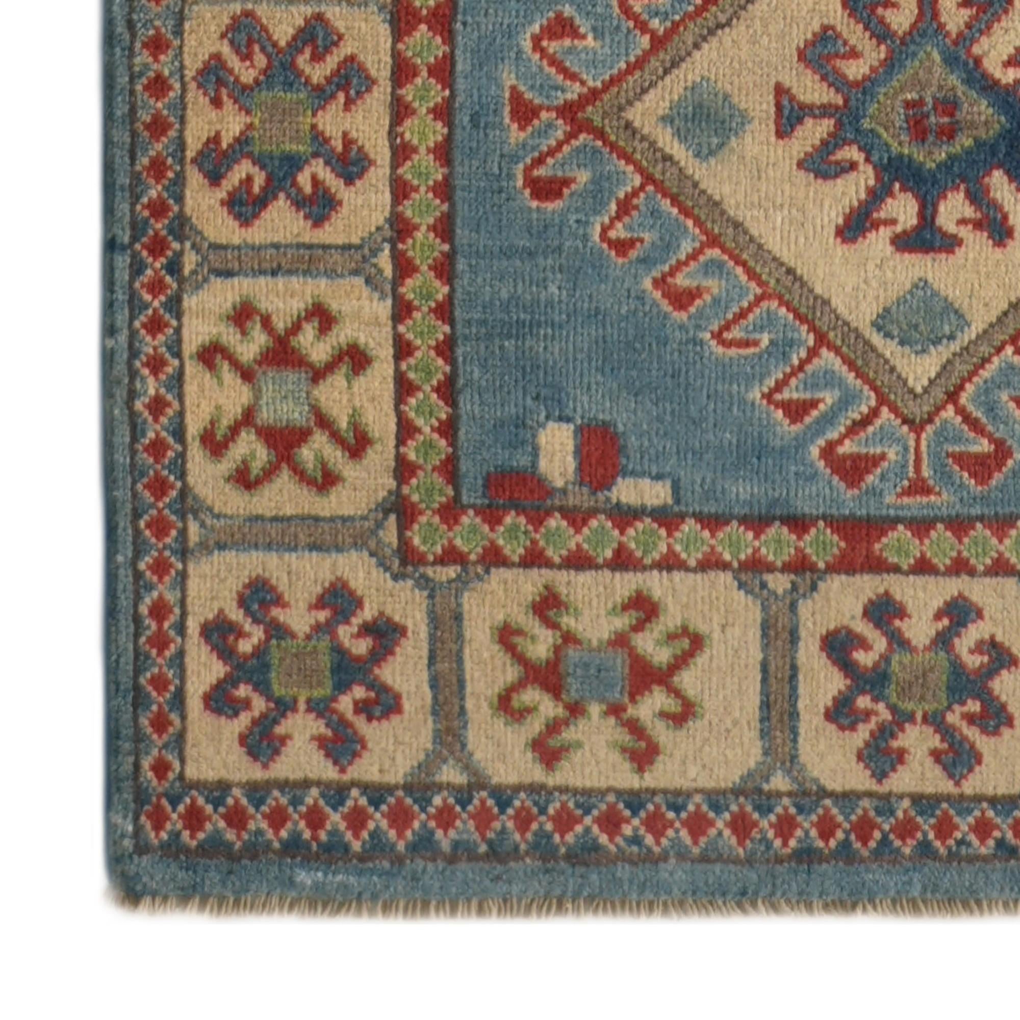 85cm x 395cm Hand Knotted Kazak Runner Rug