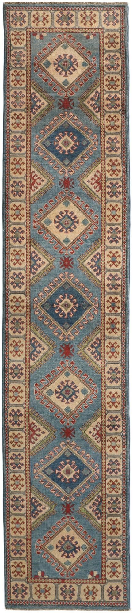 85cm x 395cm Hand Knotted Kazak Runner Rug