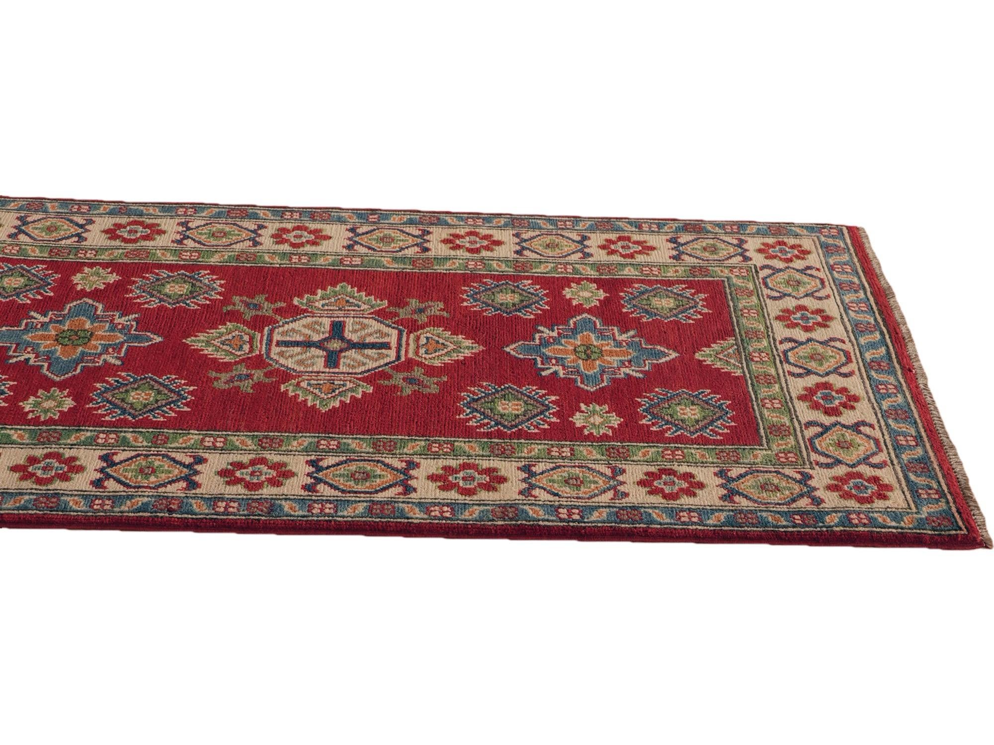 80cm x 255cm anudado a mano Kazak Alfombra Pasillera
