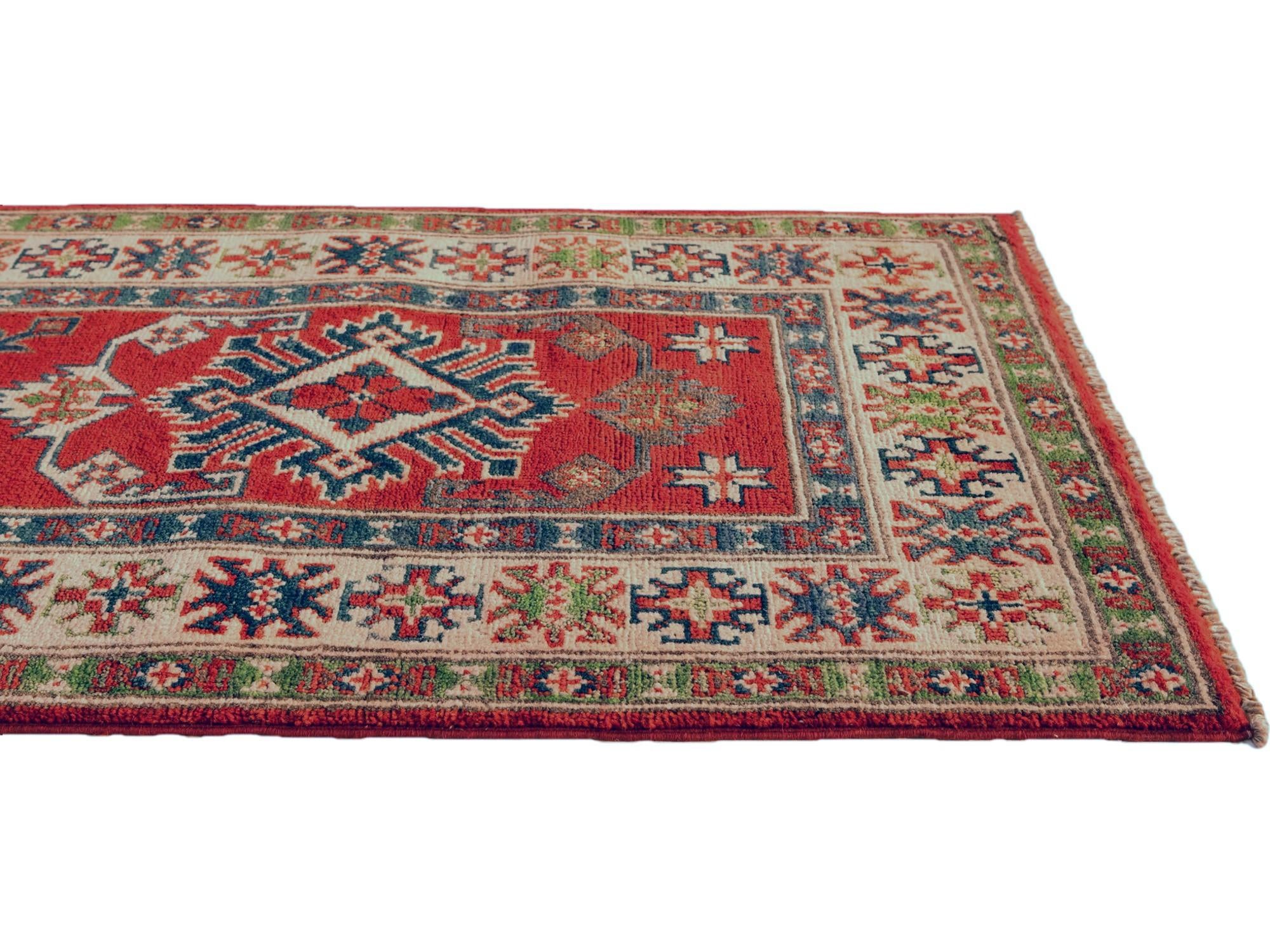 2' x 6' 3 Hand Knotted Kazak Runner Rug
