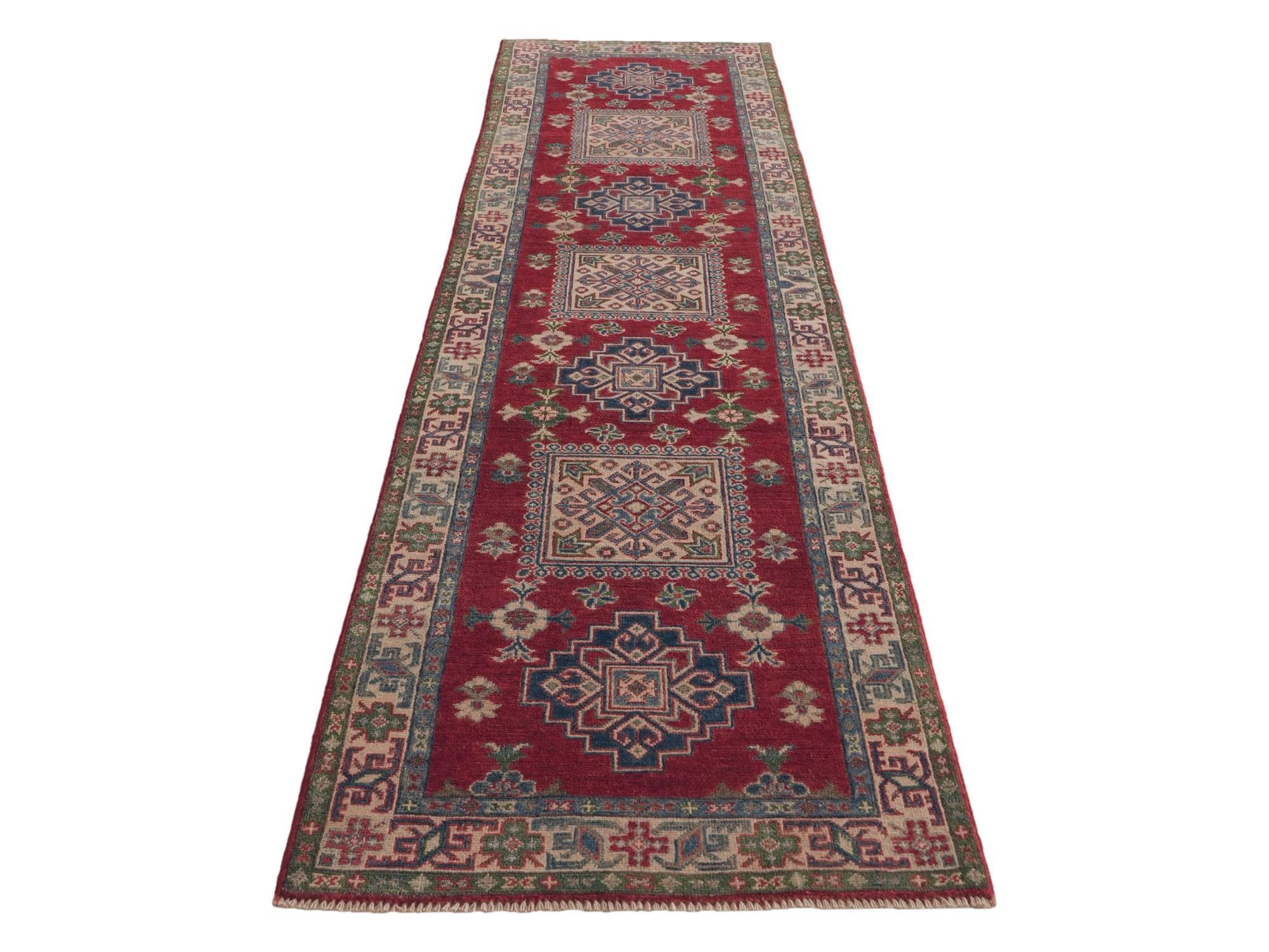 80cm x 300cm Hand Knotted Kazak Runner Rug