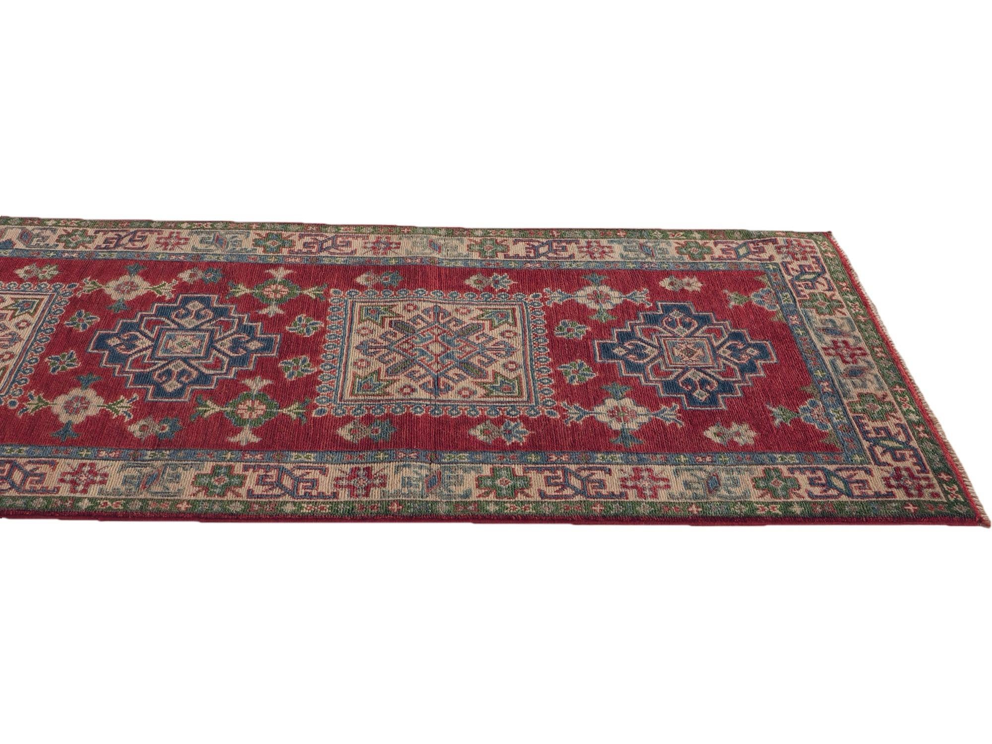 80cm x 300cm Hand Knotted Kazak Runner Rug