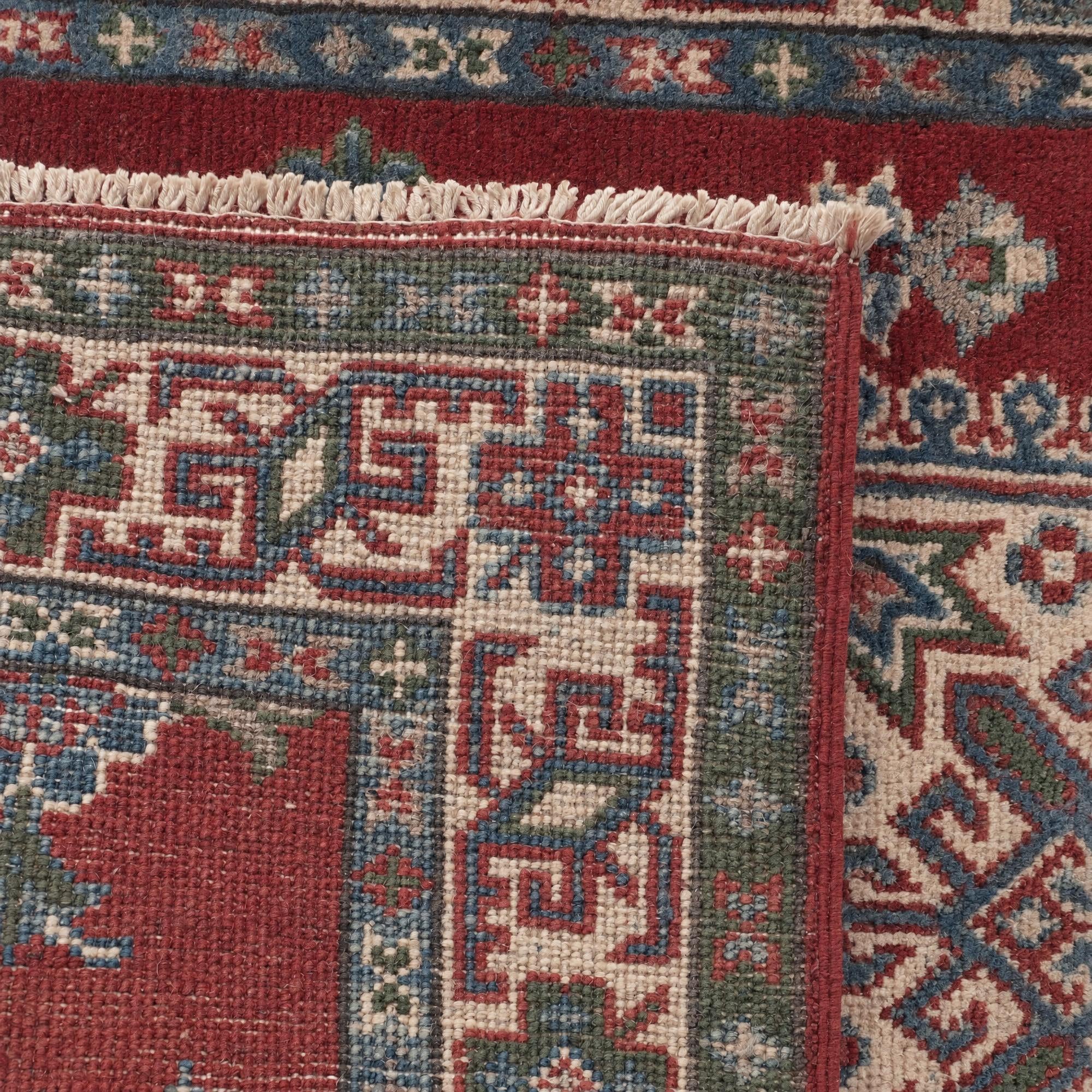 80cm x 300cm Hand Knotted Kazak Runner Rug