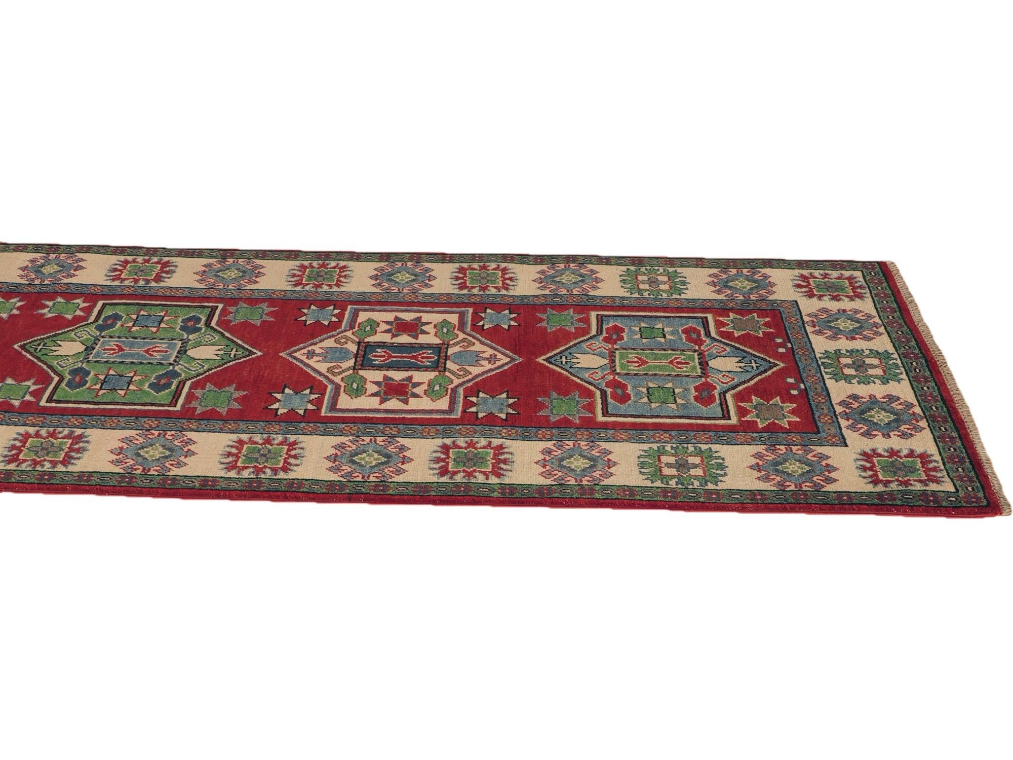 Detail image 6 of 10: 2' 8 x 9' 9 Hand Knotted Kazak Runner Rug
