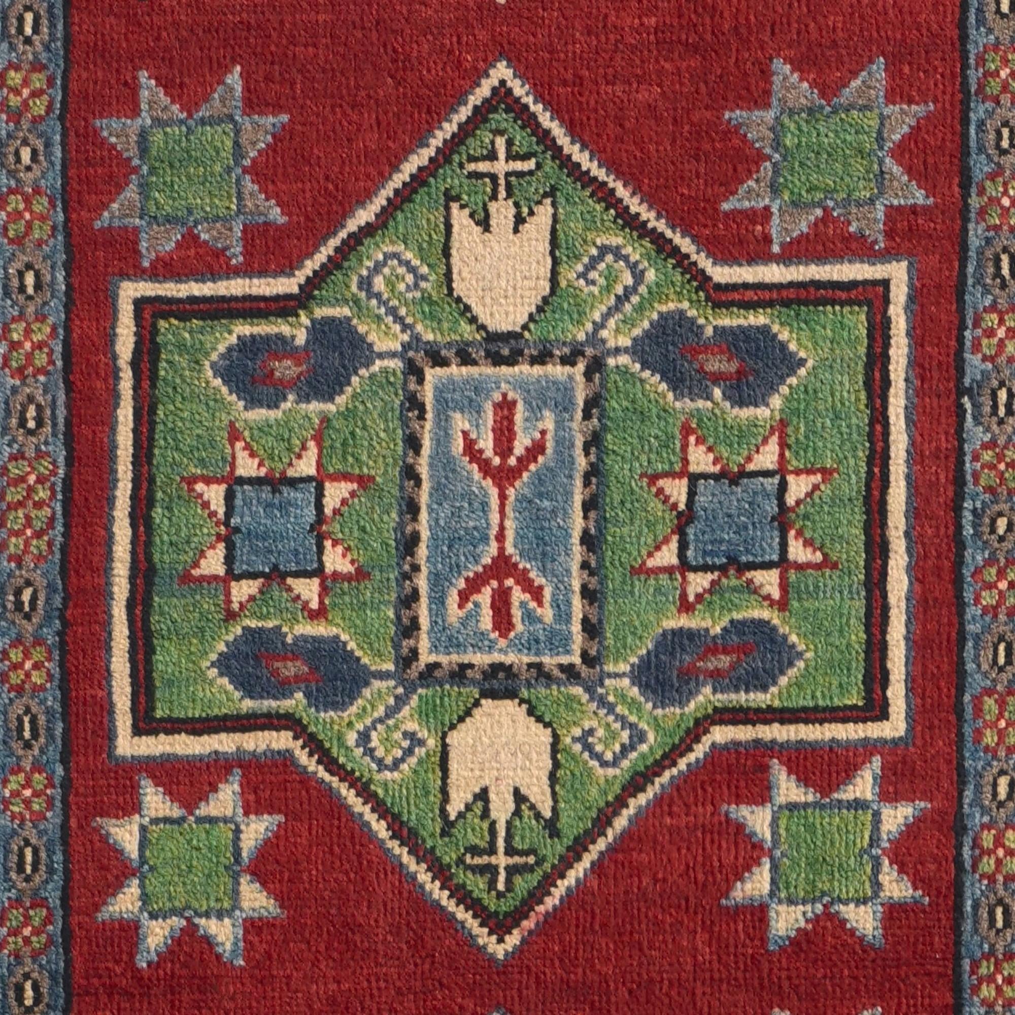 Detail image 10 of 10: 2' 8 x 9' 9 Hand Knotted Kazak Runner Rug