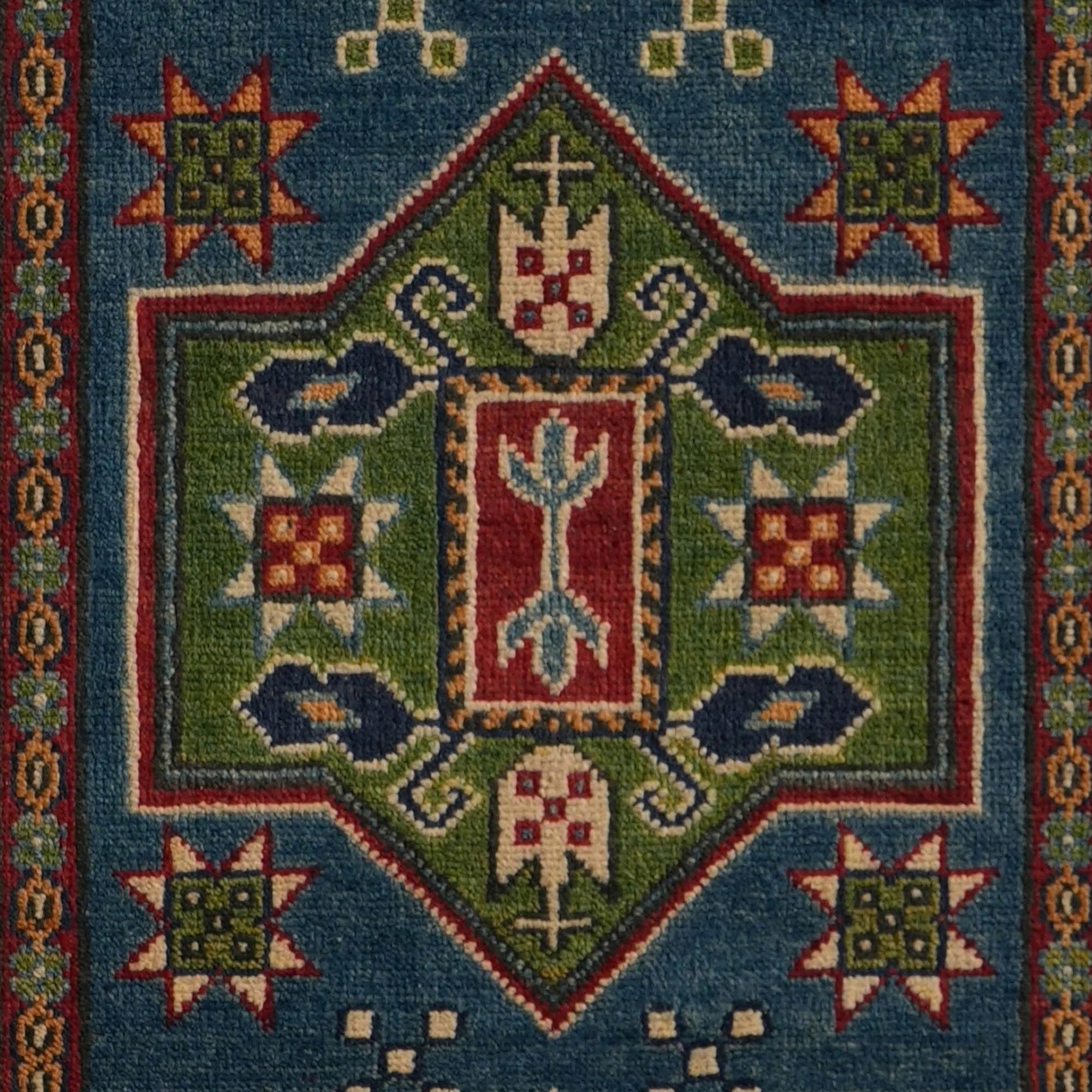 Detail image 10 of 10: 2' 8 x 10' Hand Knotted Kazak Runner Rug
