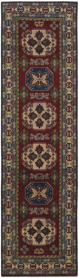 Detailansicht von 85cm x 290cm Handgeknüpft Kazak Läufer Teppich