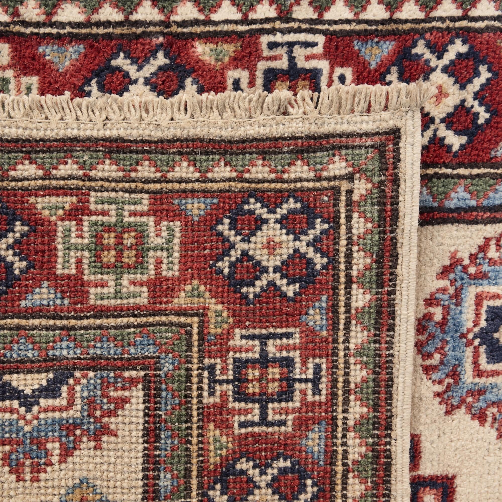 60cm x 185cm Hand Knotted Kazak Runner Rug