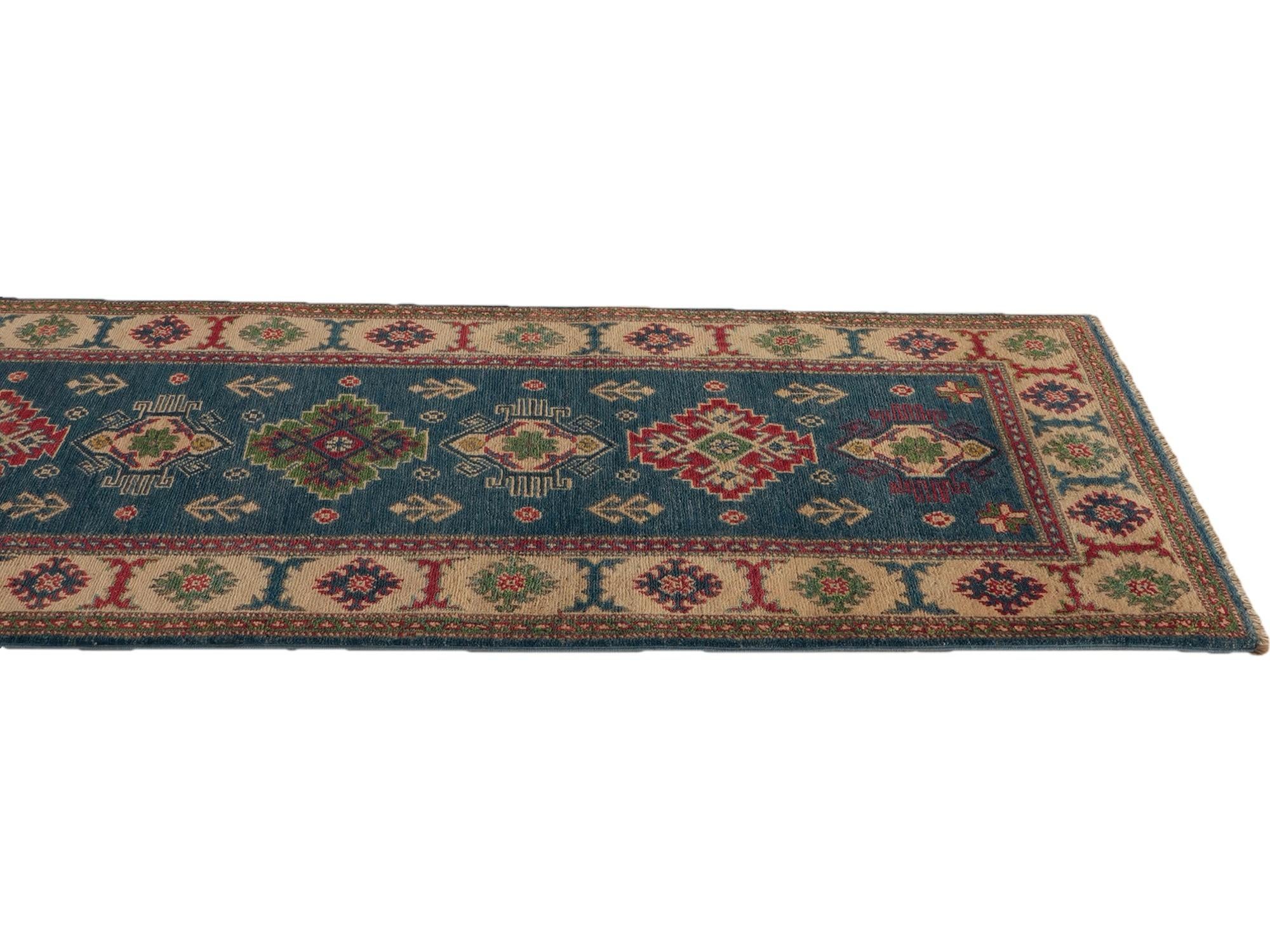 75cm x 300cm anudado a mano Kazak Alfombra Pasillera
