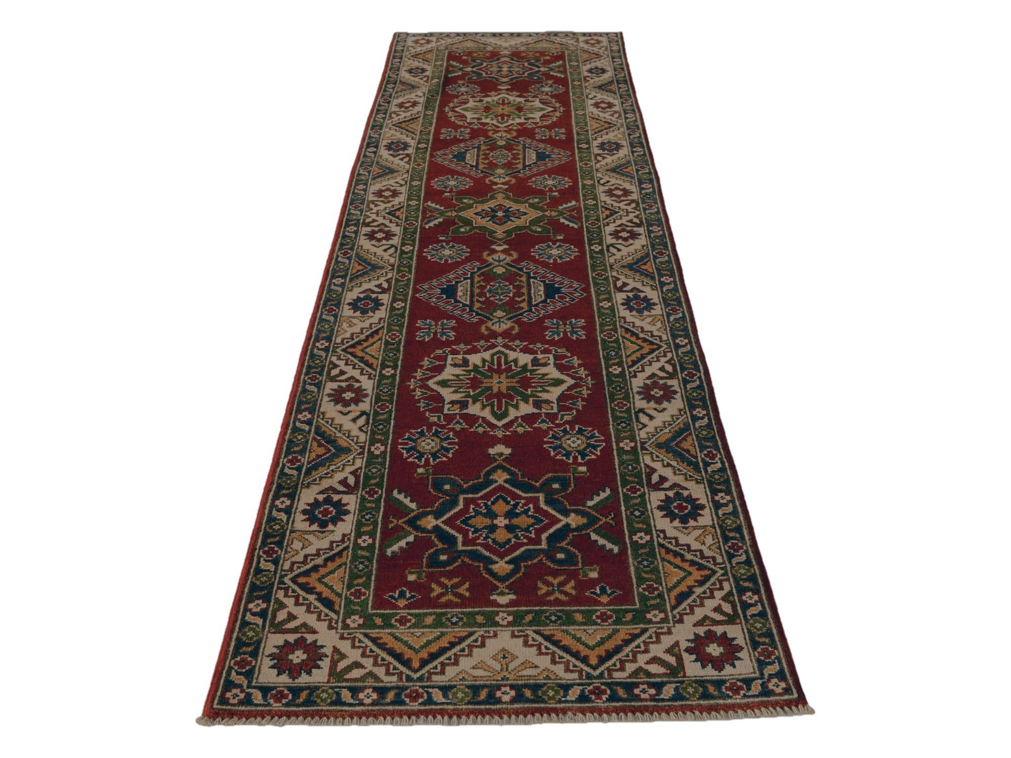 2' 7 x 10' Hand Knotted Kazak Runner Rug