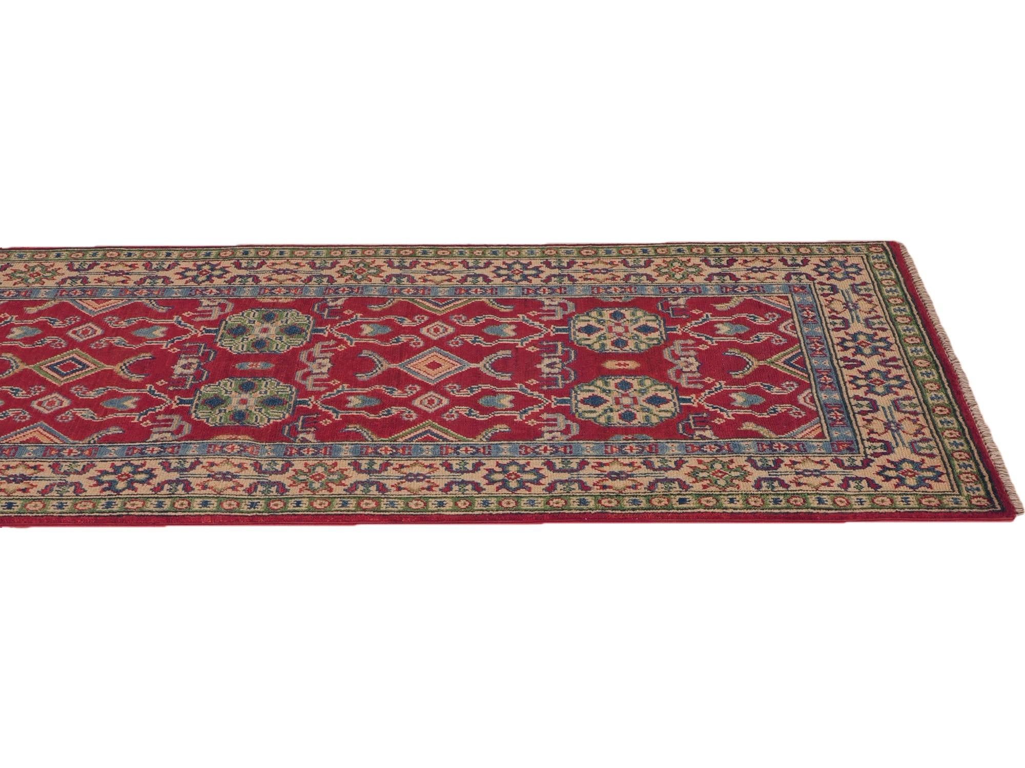 80cm x 305cm Hand Knotted Kazak Runner Rug