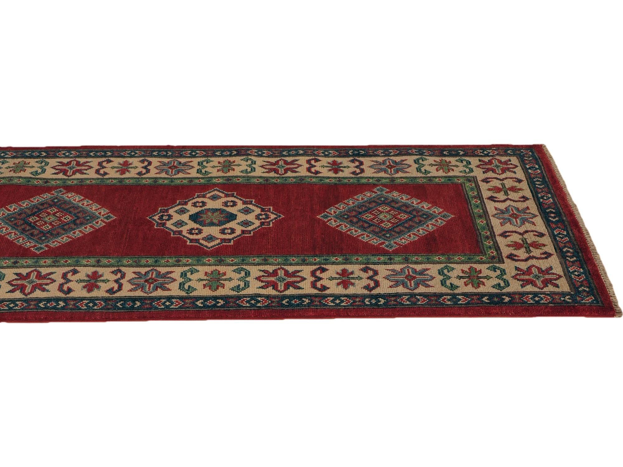 75cm x 295cm Hand Knotted Kazak Runner Rug