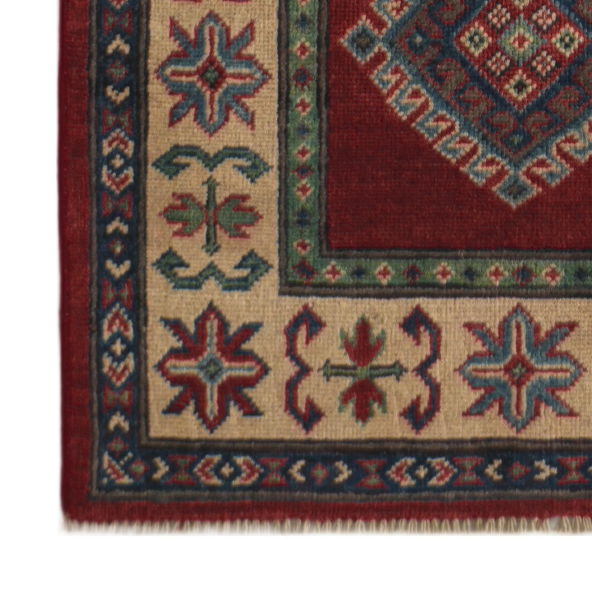 75cm x 295cm Hand Knotted Kazak Runner Rug