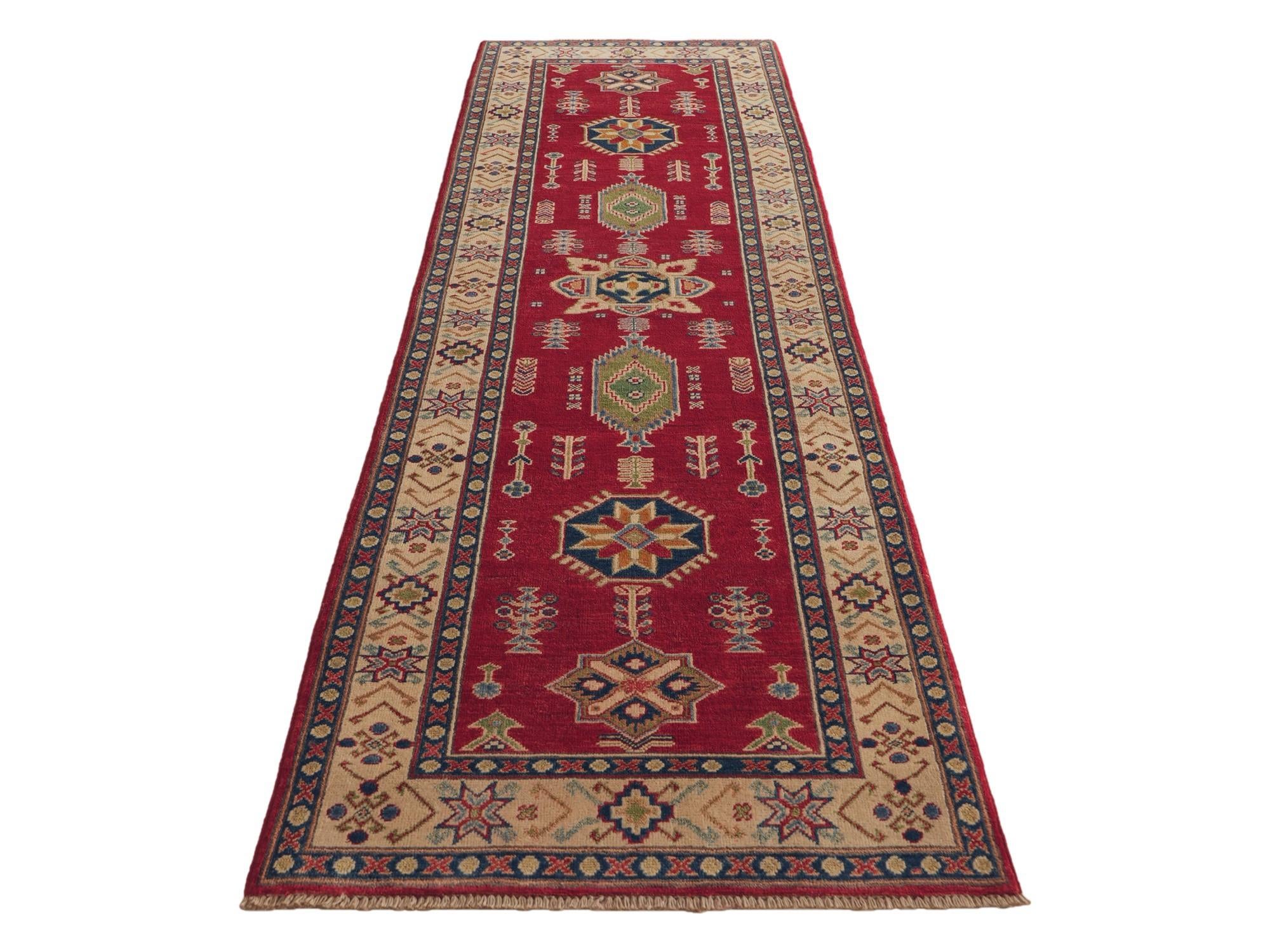 85cm x 295cm anudado a mano Kazak Alfombra Pasillera