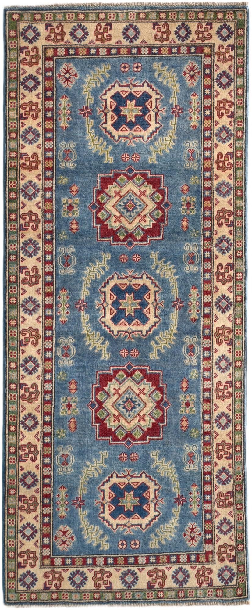 80cm x 195cm Hand Knotted Kazak Runner Rug