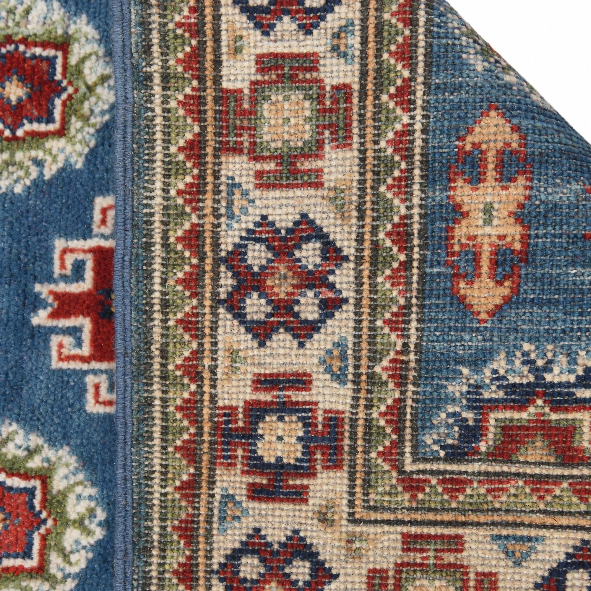 60cm x 185cm Hand Knotted Kazak Runner Rug