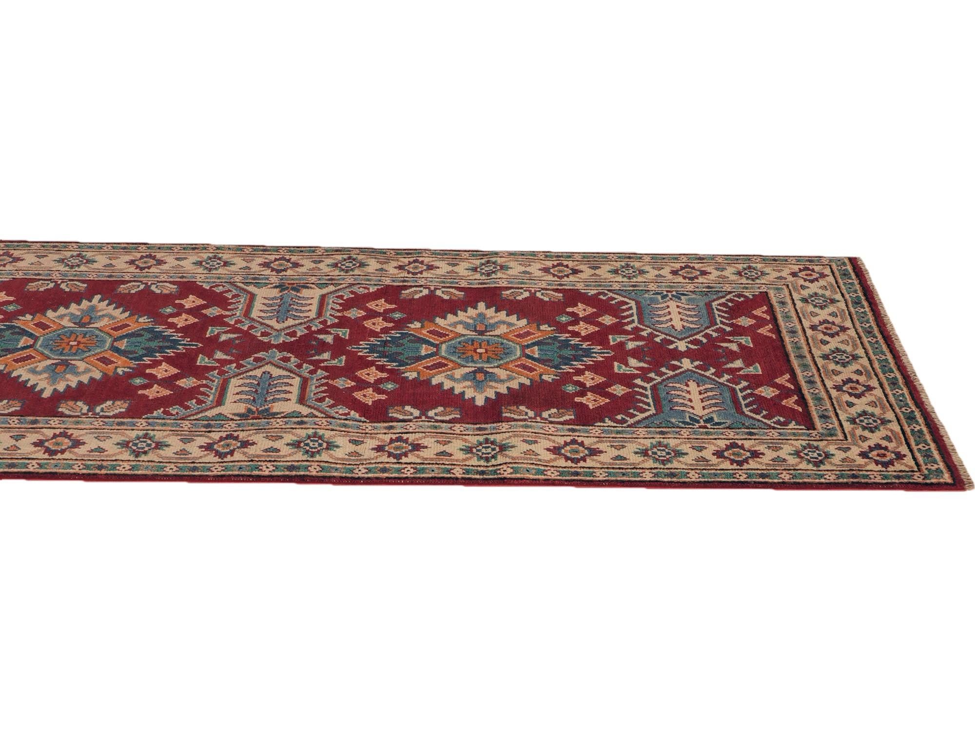 80cm x 305cm Hand Knotted Kazak Runner Rug