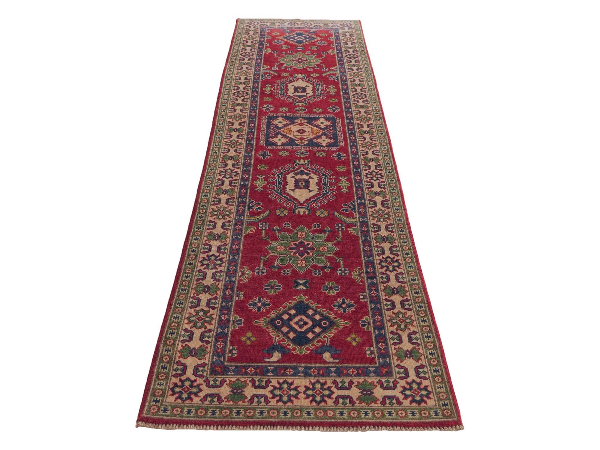 80cm x 300cm Hand Knotted Kazak Runner Rug