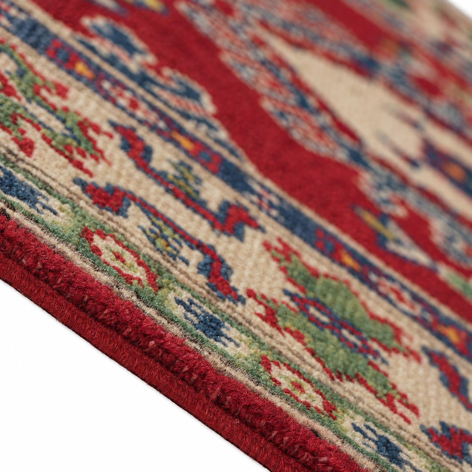 80cm x 300cm Hand Knotted Kazak Runner Rug