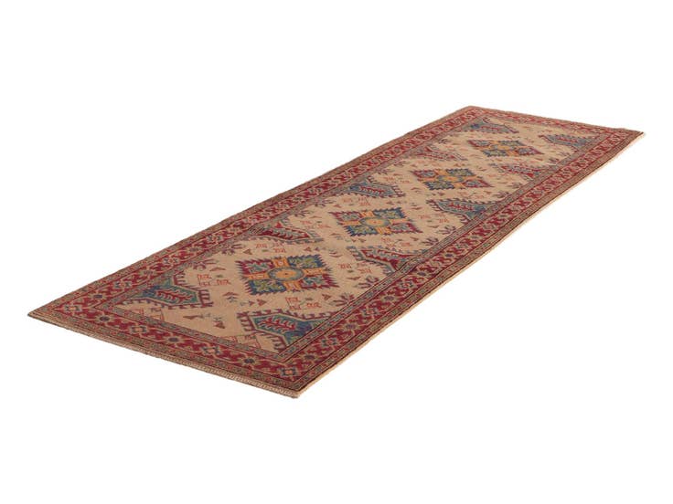 Detailansicht von 85cm x 285cm Handgeknüpft Kazak Läufer Teppich