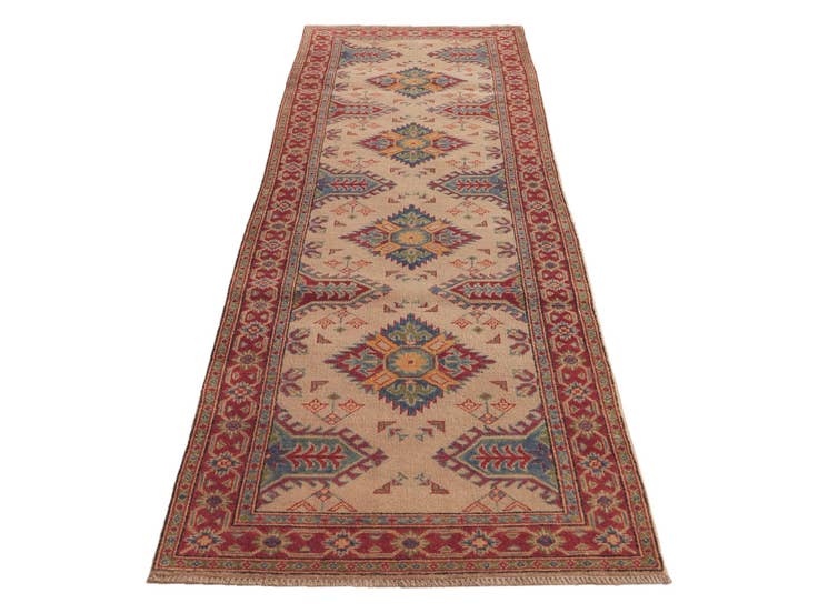 Detailansicht von 85cm x 285cm Handgeknüpft Kazak Läufer Teppich