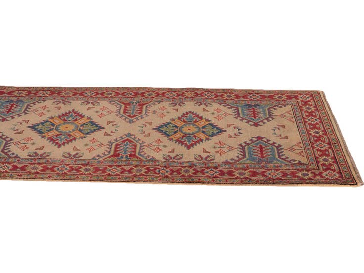 Detailansicht von 85cm x 285cm Handgeknüpft Kazak Läufer Teppich