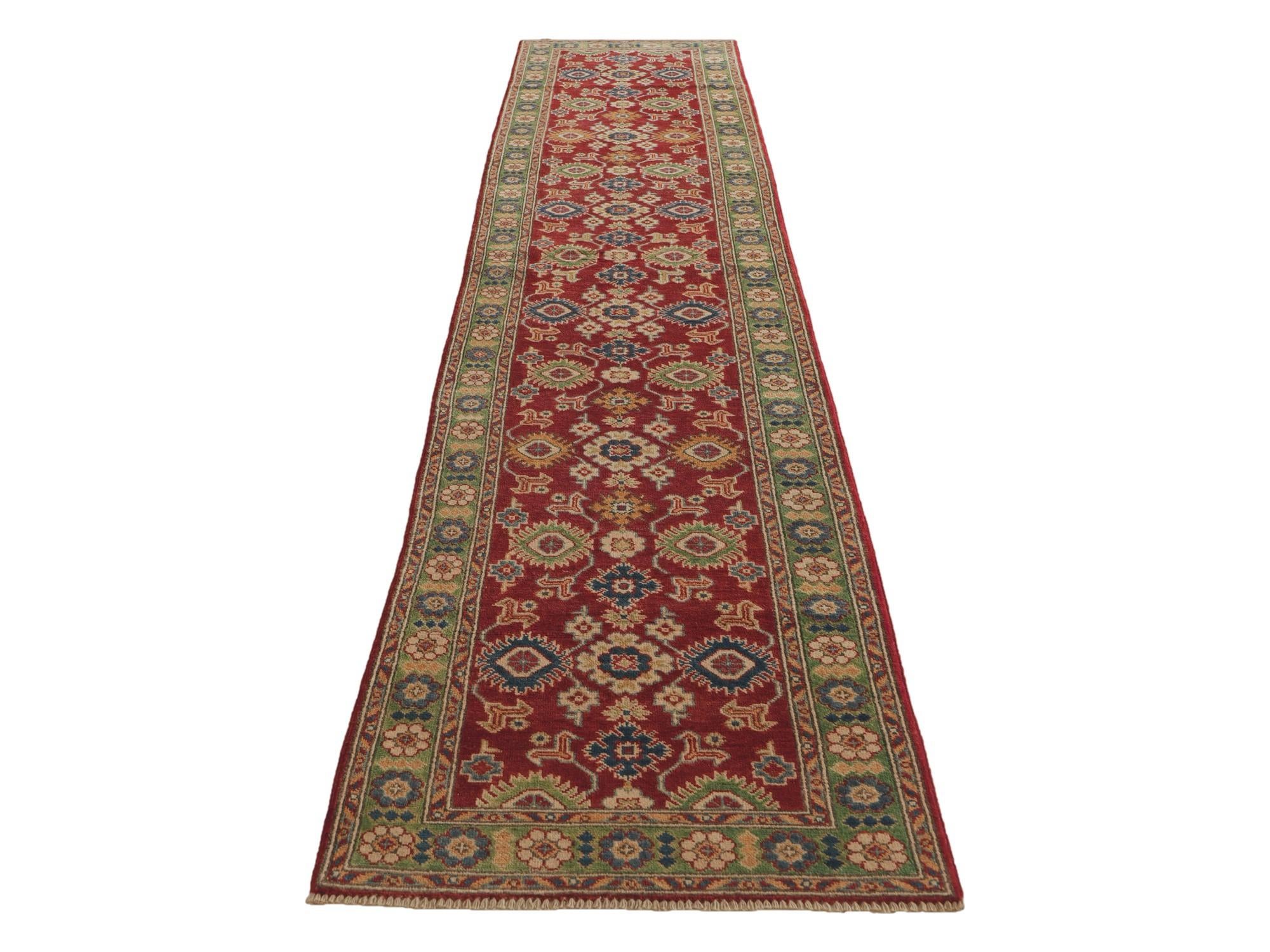 2' 7 x 13' 3 Hand Knotted Kazak Runner Rug