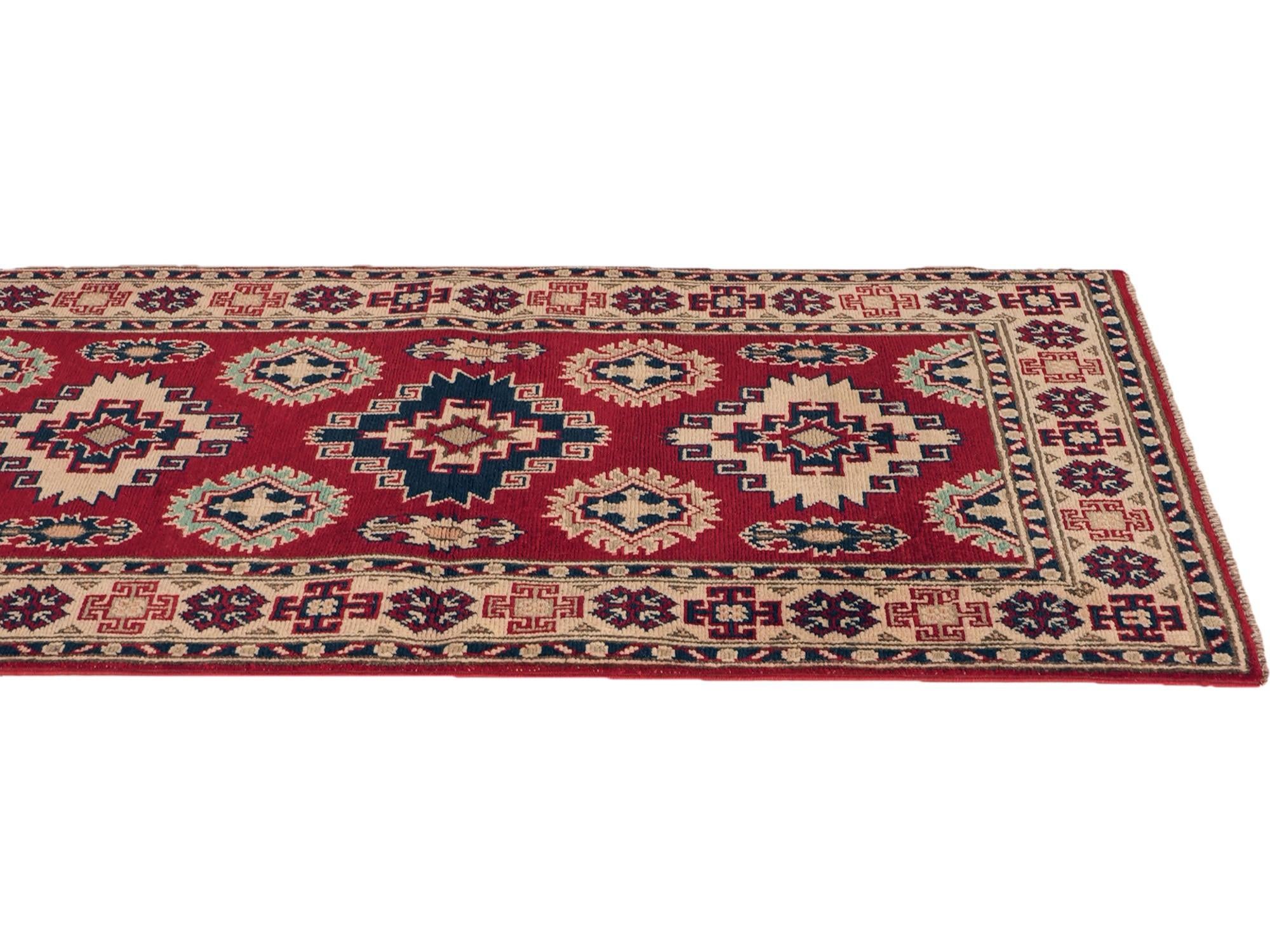 85cm x 200cm Hand Knotted Kazak Runner Rug