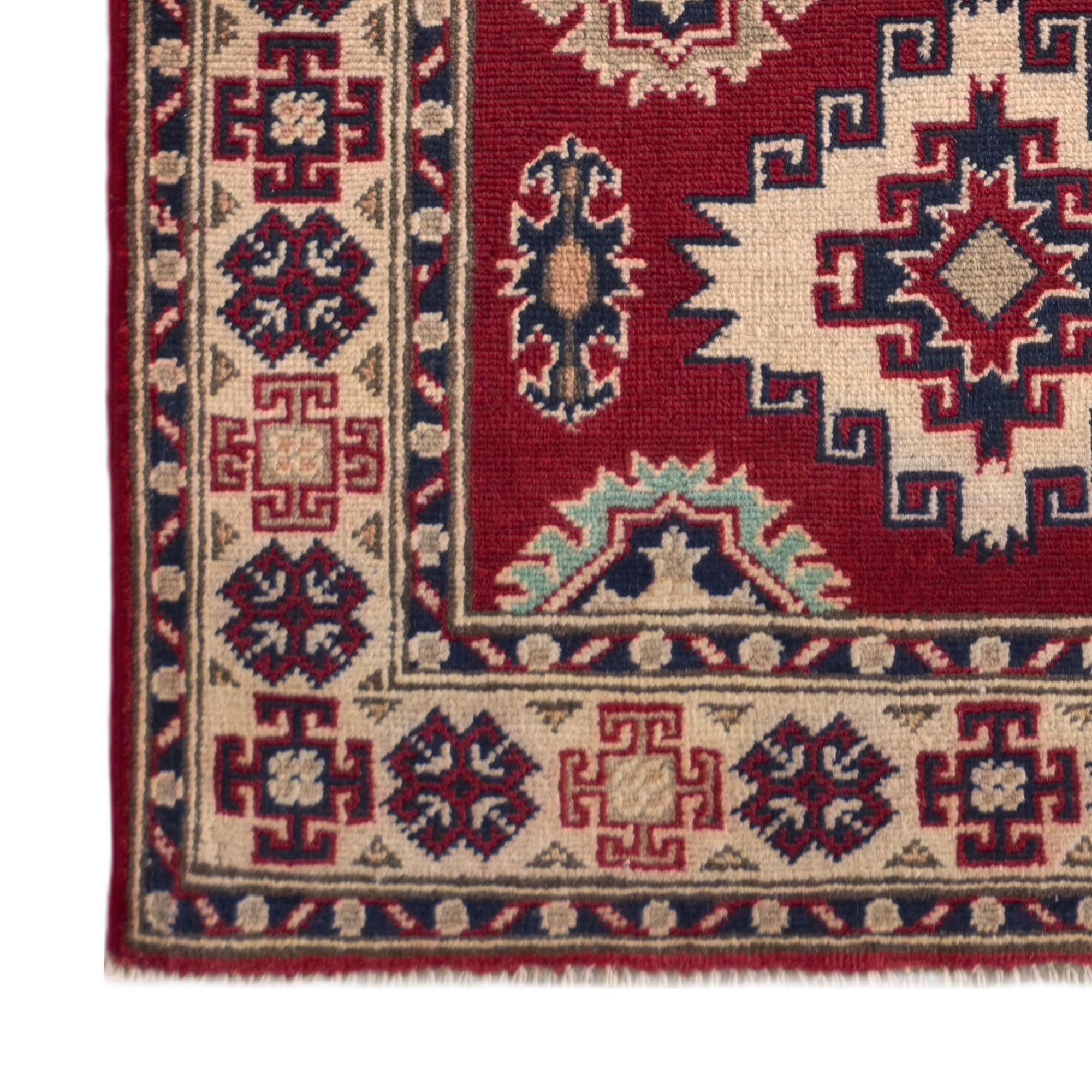 85cm x 200cm Hand Knotted Kazak Runner Rug
