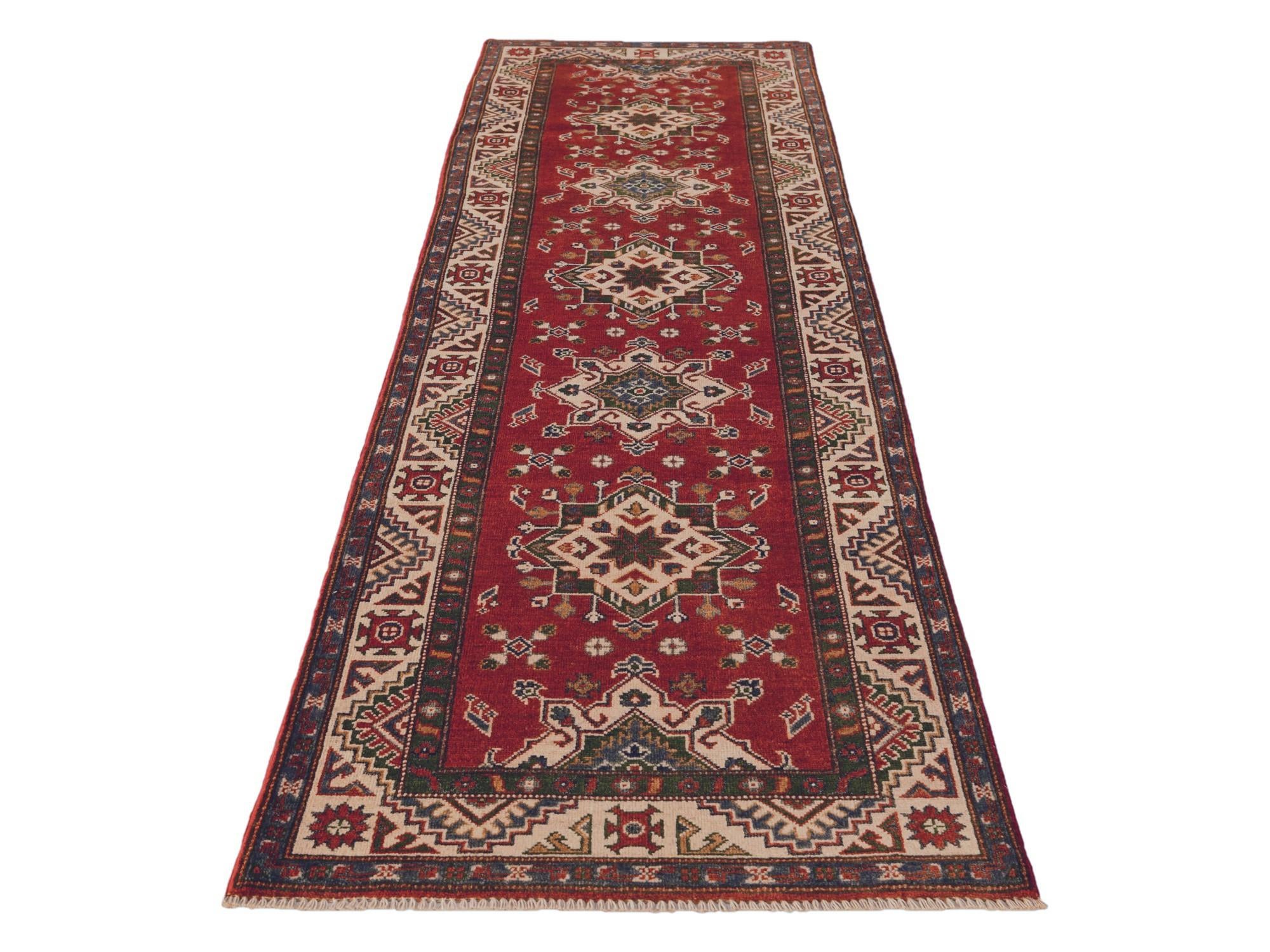 2' 10 x 9' 10 Hand Knotted Kazak Runner Rug