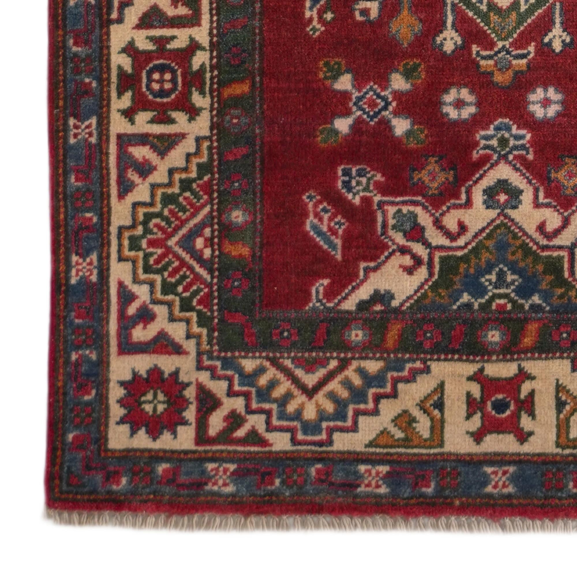 85cm x 300cm Hand Knotted Kazak Runner Rug