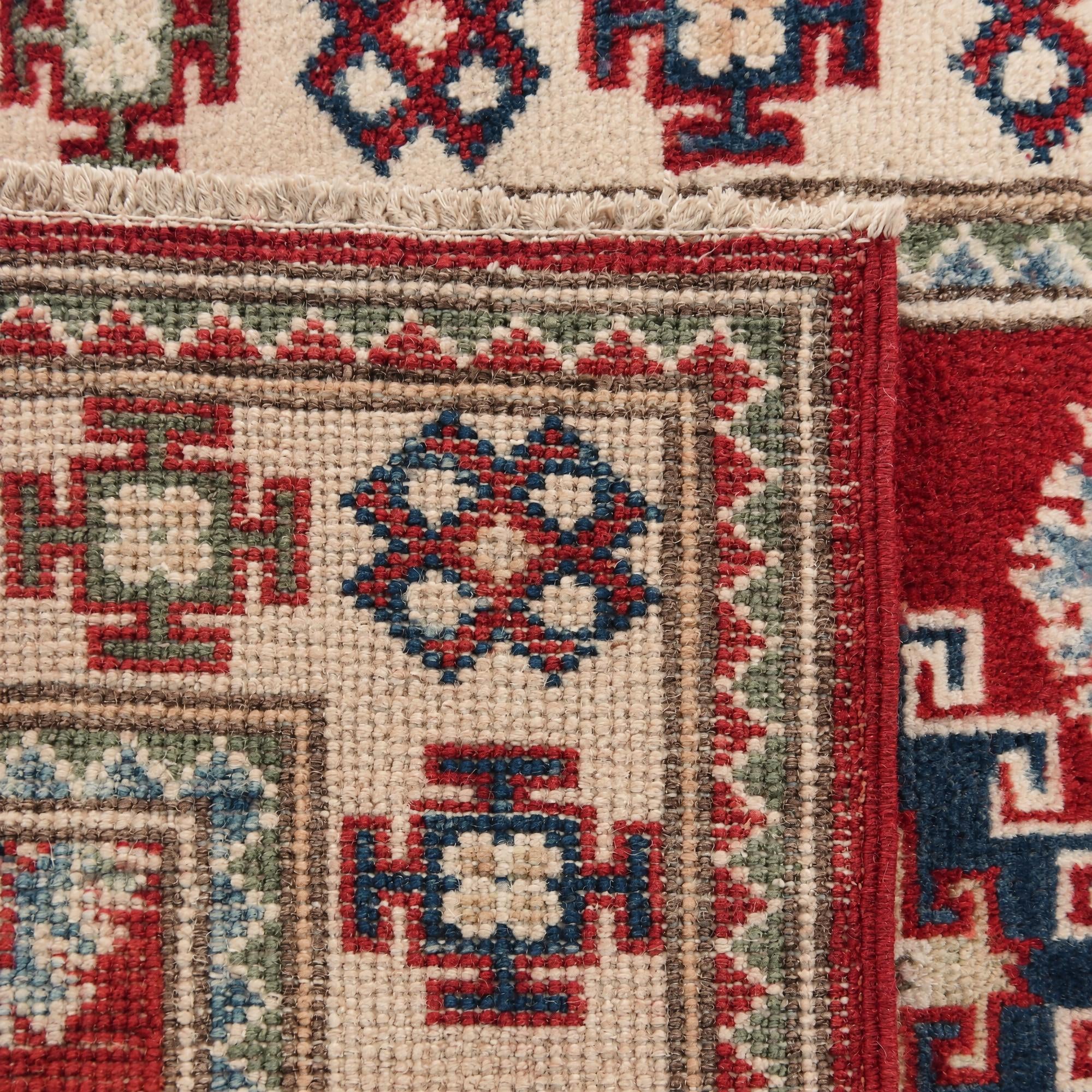 65cm x 180cm anudado a mano Kazak Alfombra Pasillera